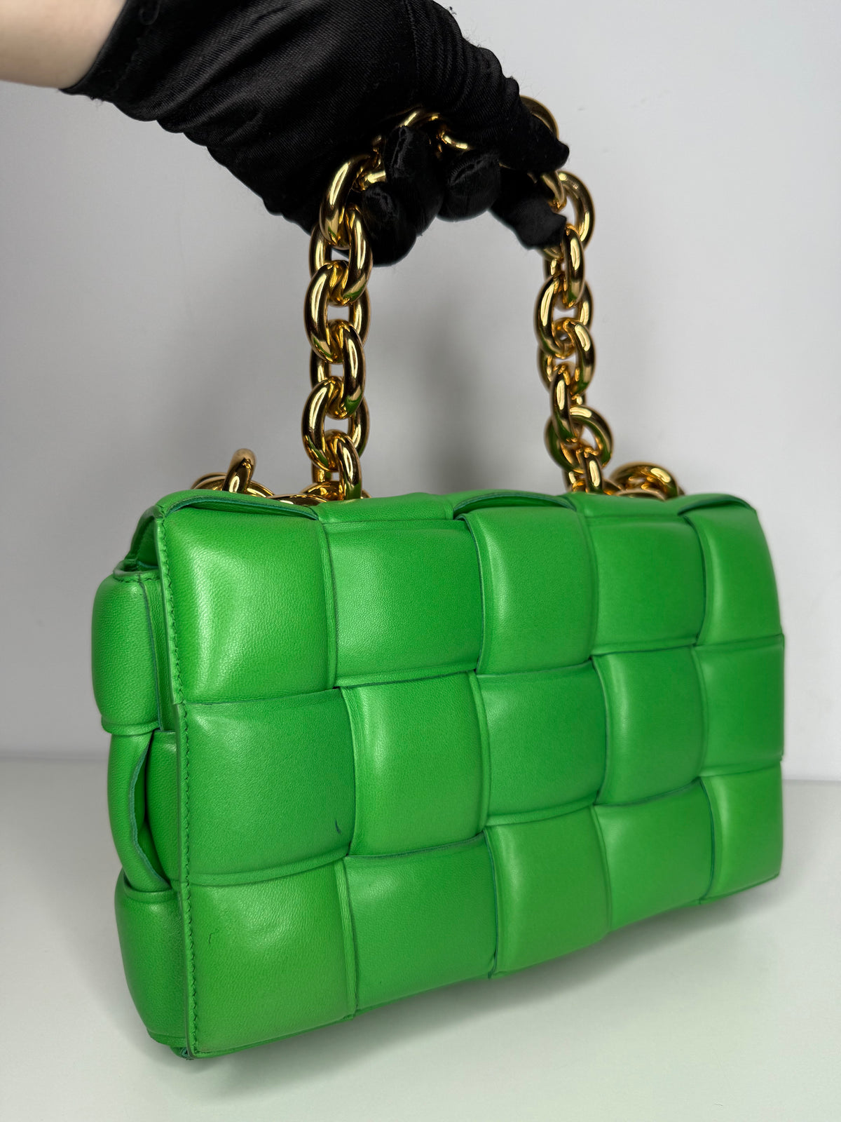 Bottega Veneta Lambskin Maxi Intreccio Padded Chain Cassette Crossbody Bag