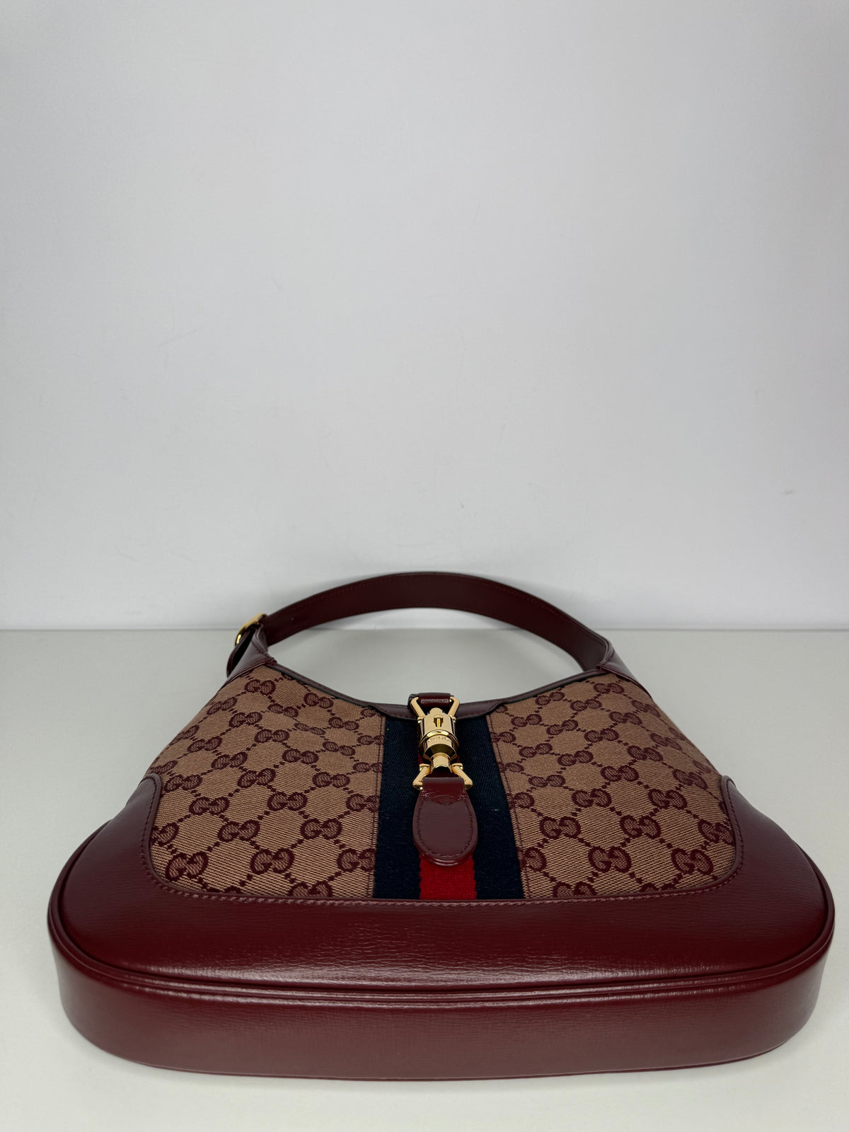 Gucci Small Jackie 1961 Hobo Burgundy GG Canvas/Calfskin Limited Edition