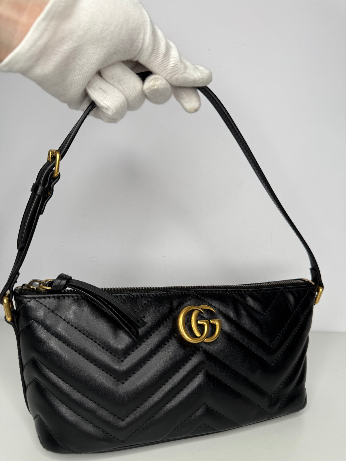 Gucci GG Marmont Black Matelassé Leather Pochette