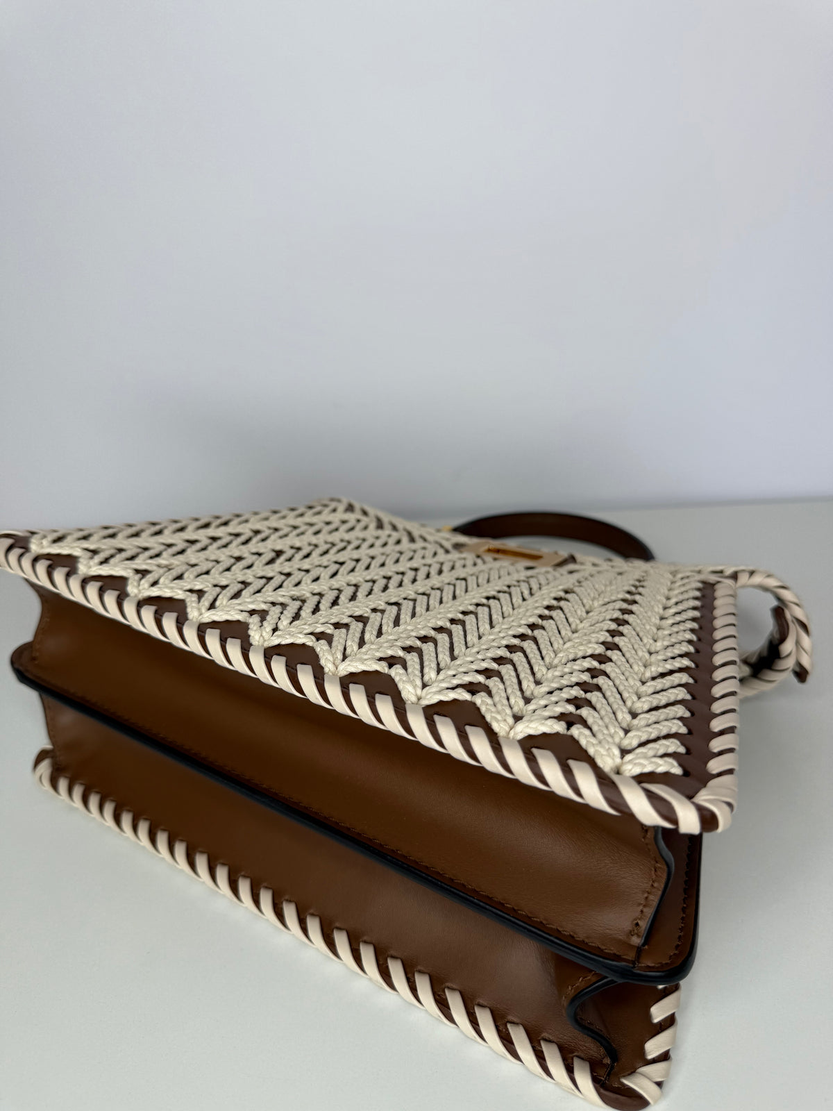 Fendi Peekaboo ISeeU Small Brown Calfskin Waxed Cord Interlacing