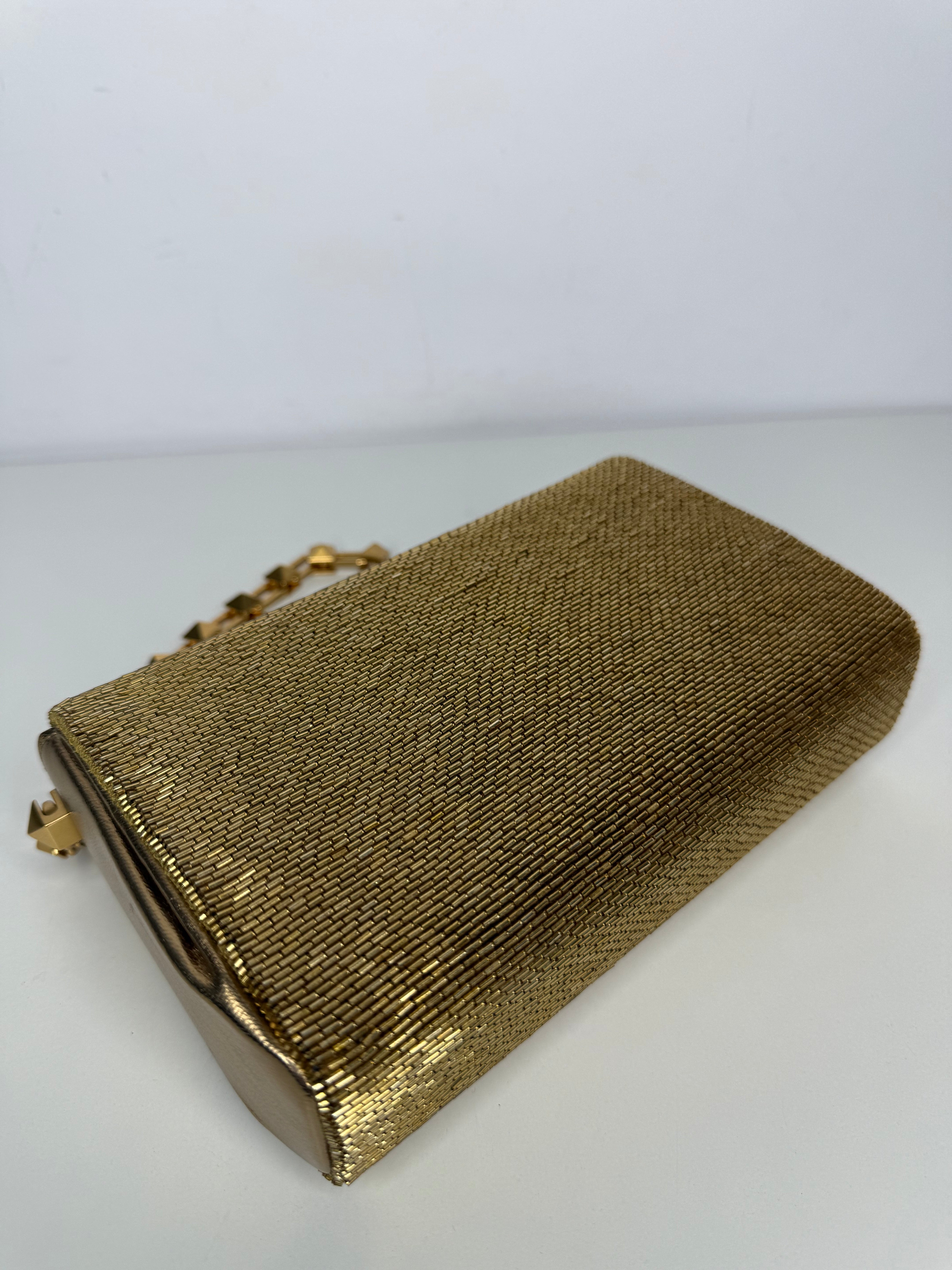 Valentino Garavani Carry Secrets Rockstud Chain Metallic Clutch