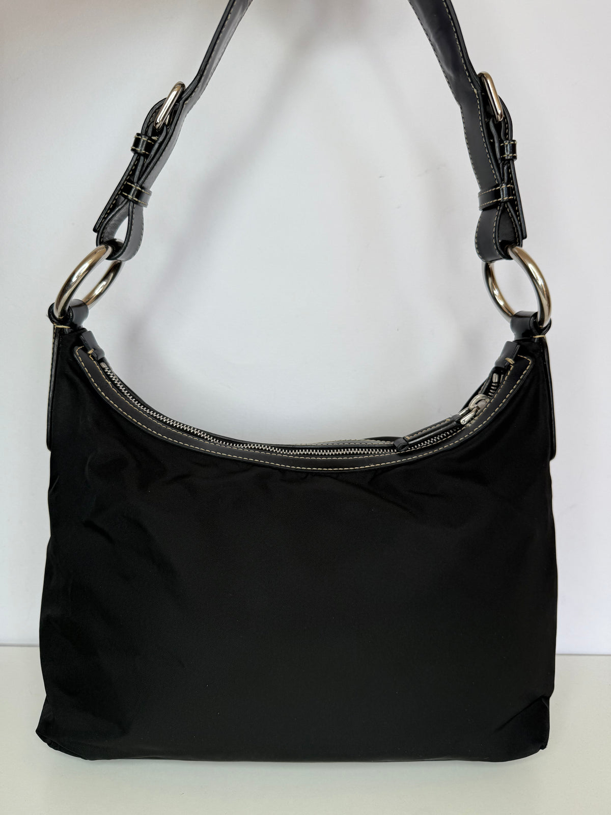 Prada Black Nylon Triangle Logo Shoulder Bag