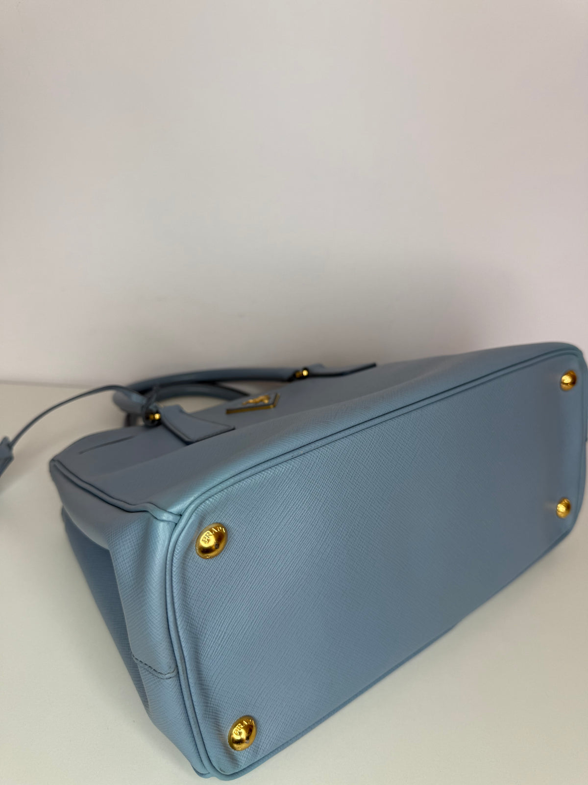 Prada Saffiano Medium Galleria Double Zip Tote Baby Blue