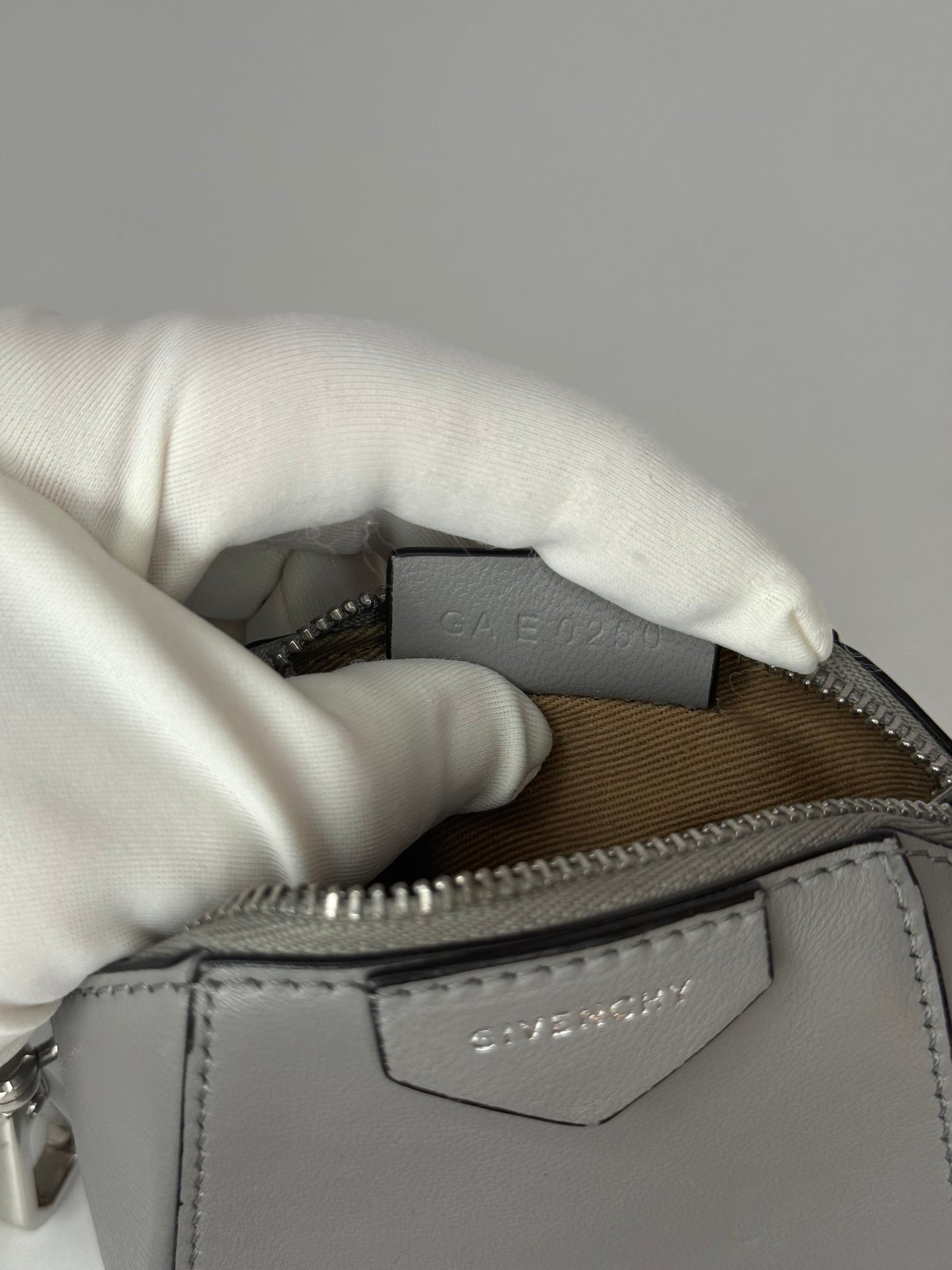 Givenchy Baby Antigona Grey Leather with Chain Mini Bag/Charm