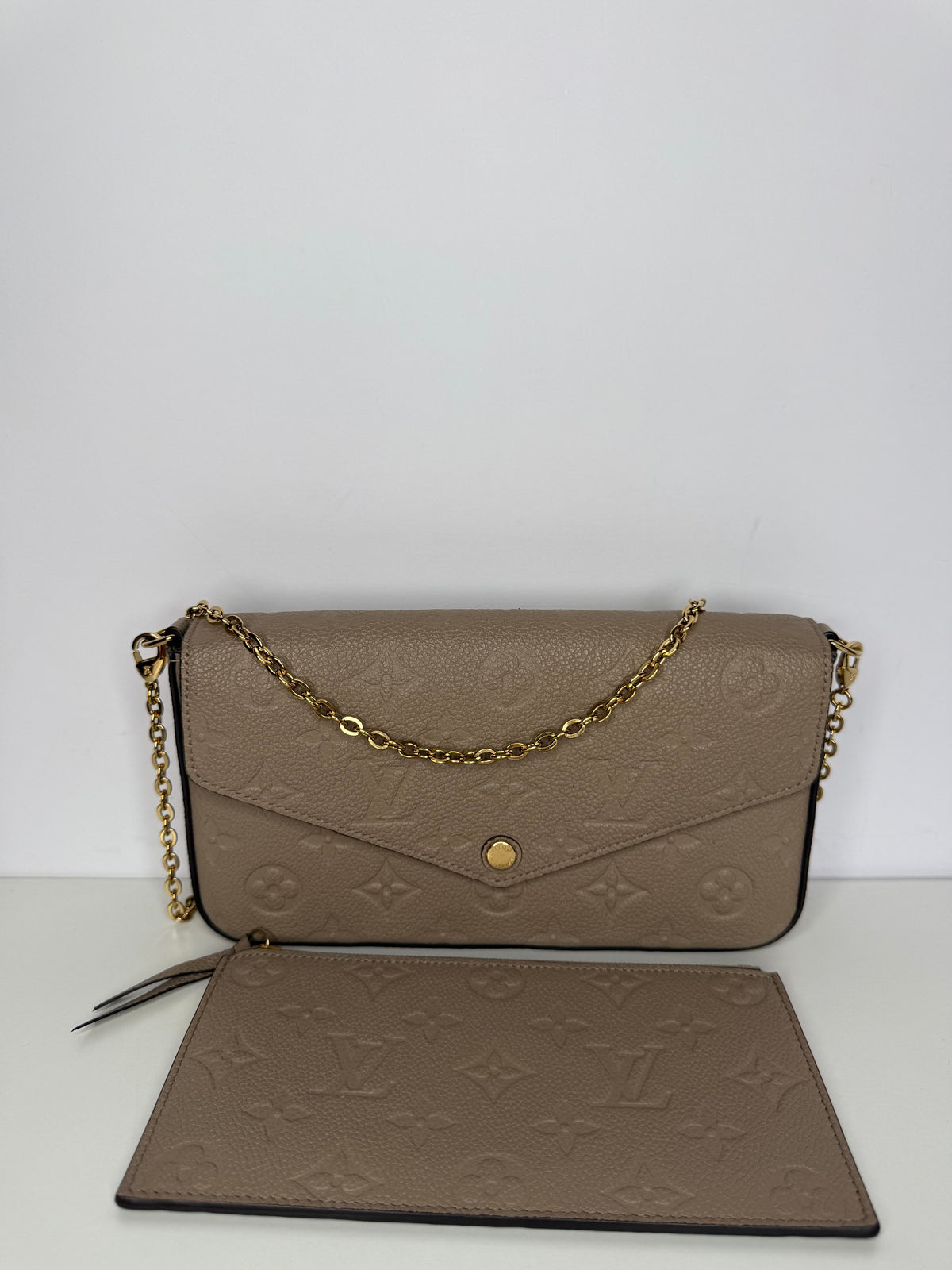 Louis Vuitton Félicie Pochette Monogram Empreinte Leather Tourterelle