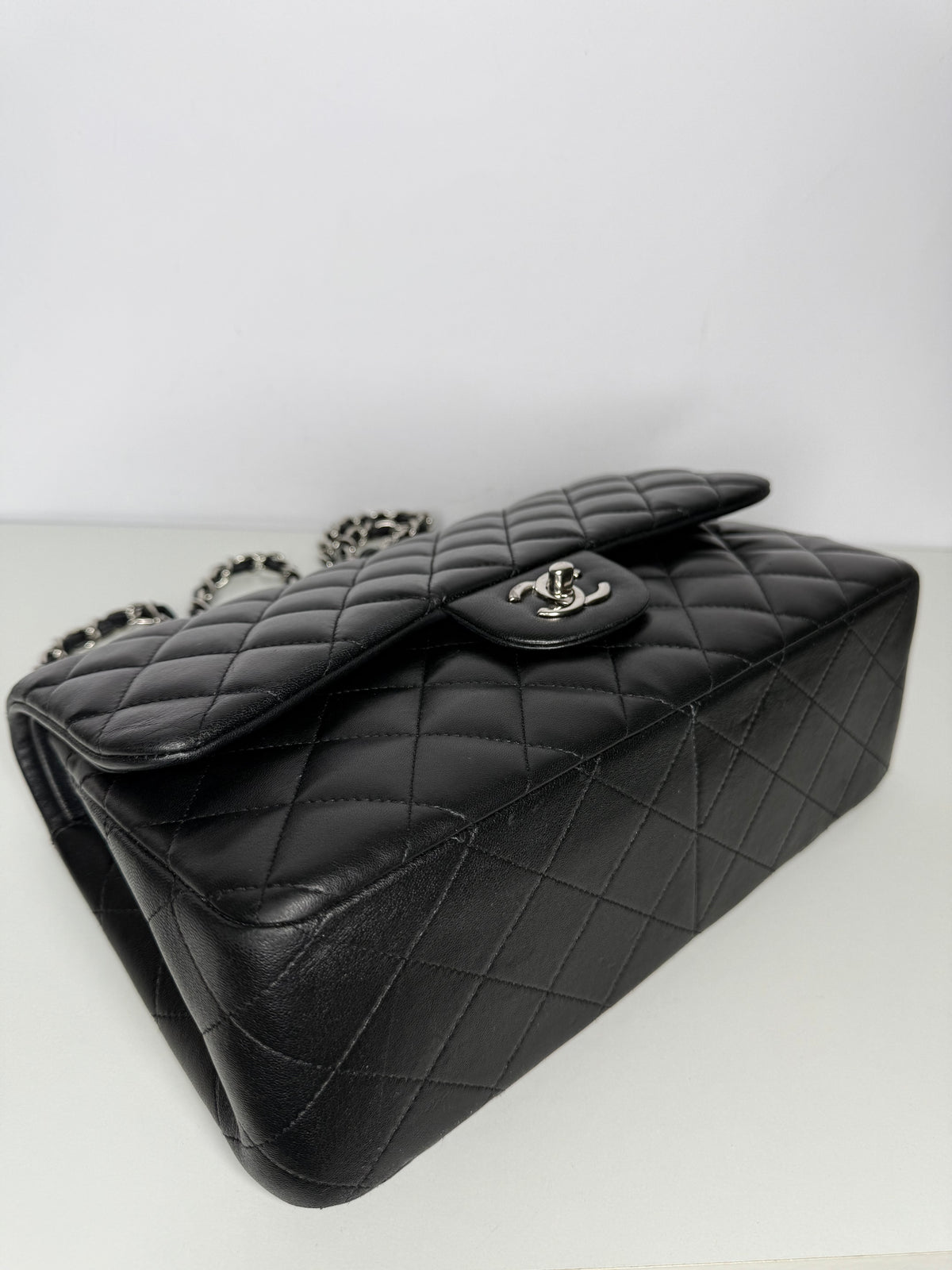 Chanel Classic Jumbo Double Flap Bag Black Lambskin Shoulder Bag