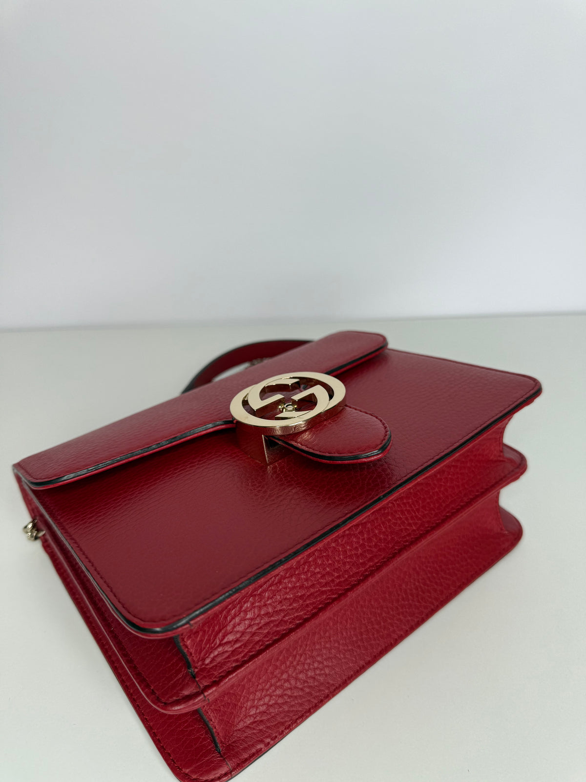 Gucci Red Dollar Calfskin Small Interlocking G Shoulder Bag