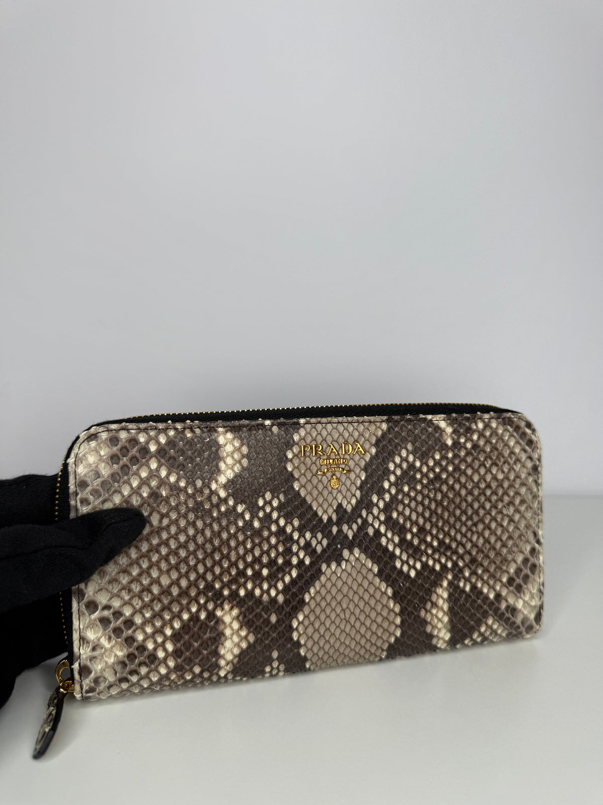 Prada Beige Python Leather Continental Wallet