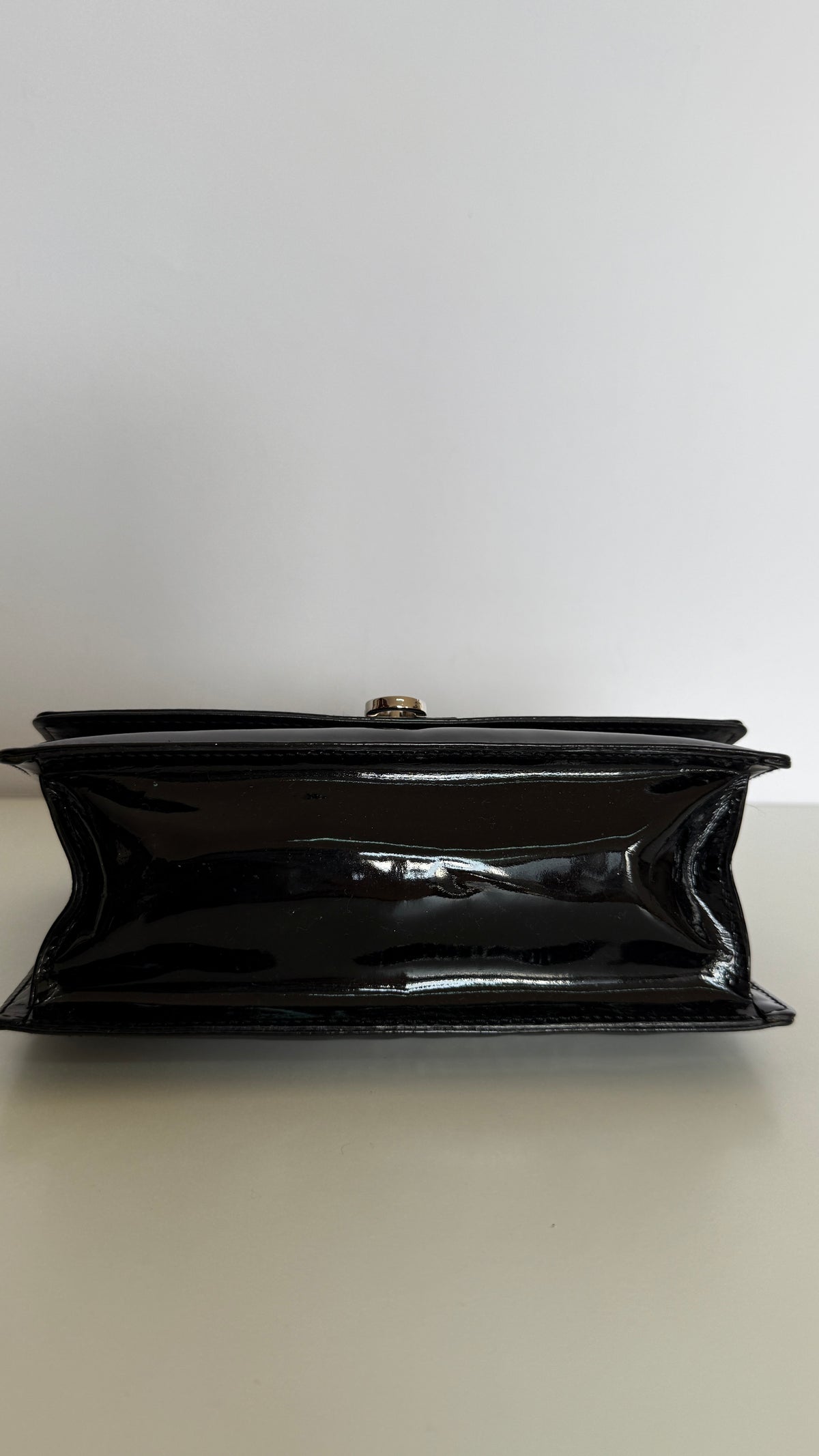 Salvatore Ferragamo Gancini Lock Black Patent Leather
