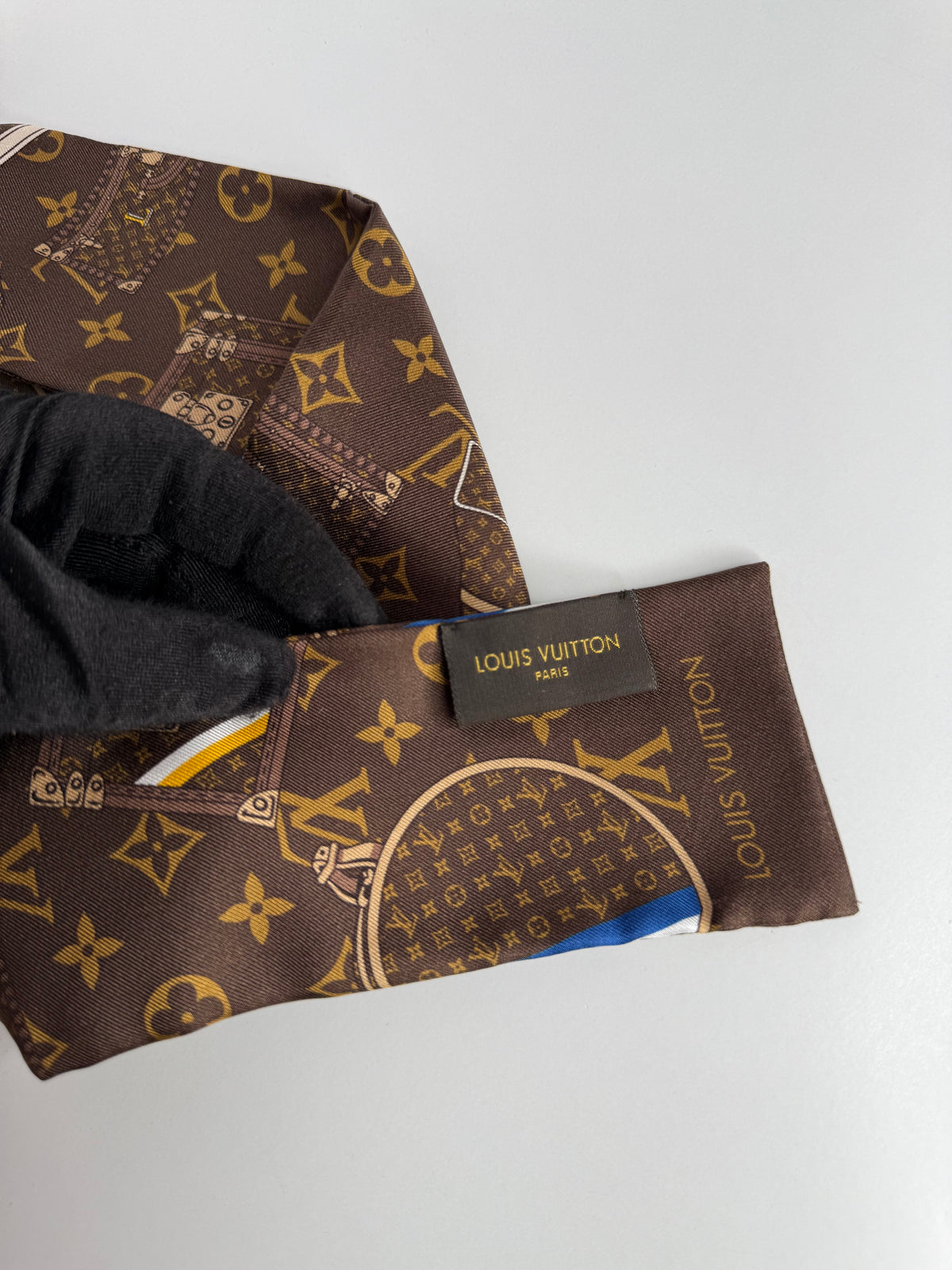Louis Vuitton Monogram Trunks Silk Bandeau Brown