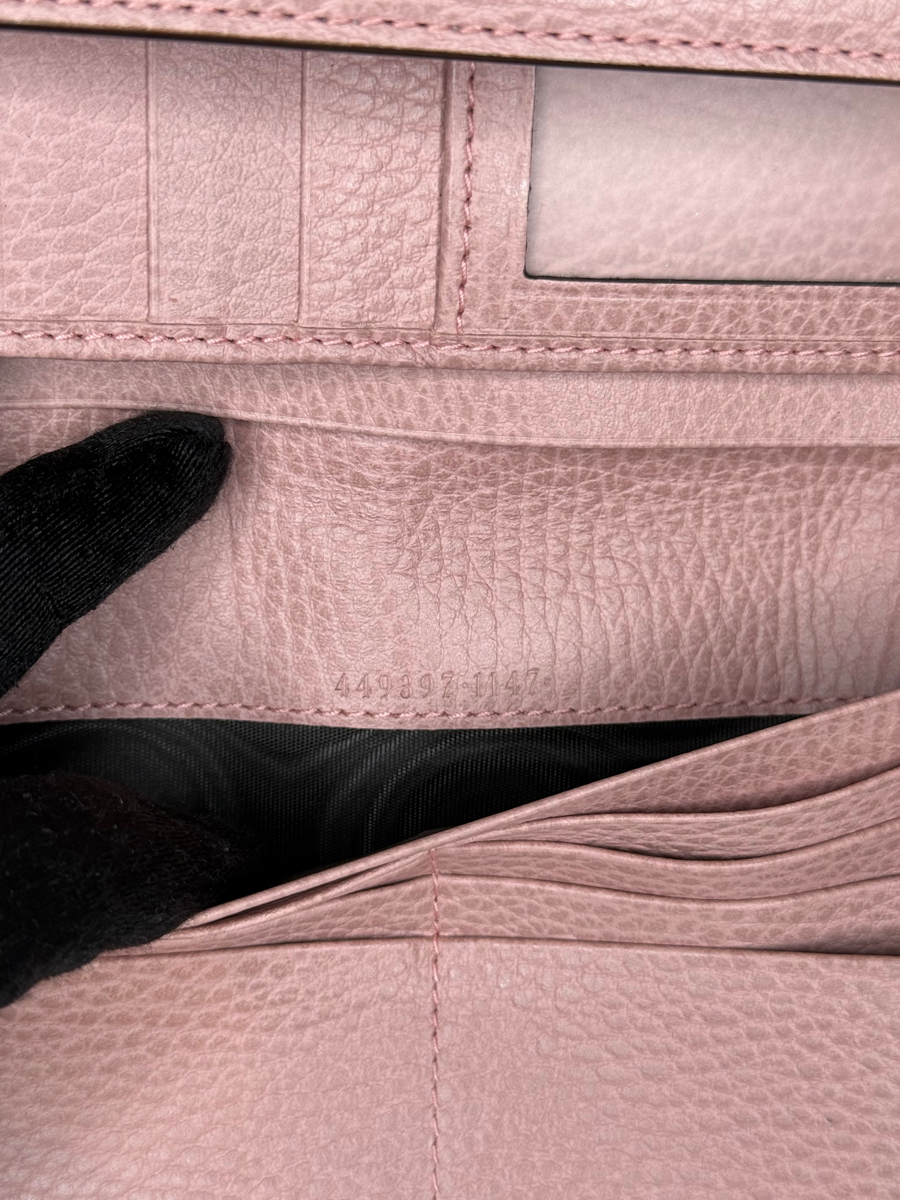 Gucci Pink Leather Interlocking G Continental Wallet