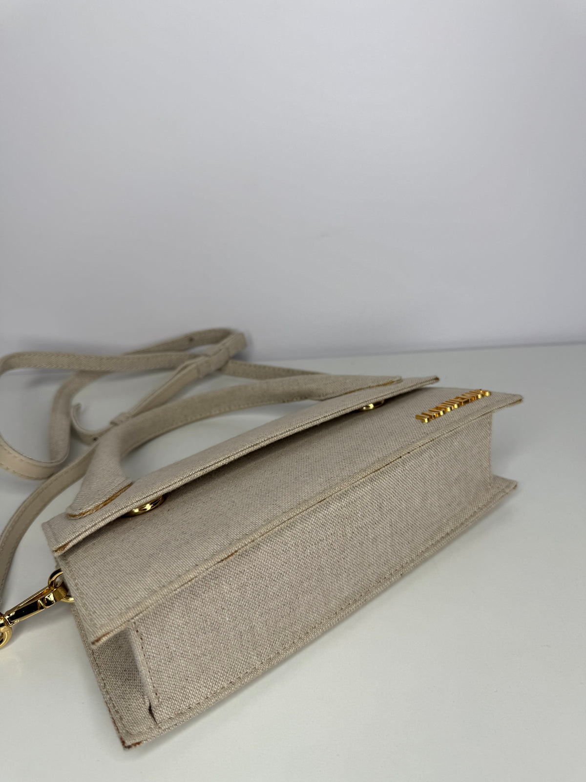 Jacquemus Le Chiquito Long in Beige Canvas Top Handle Bag