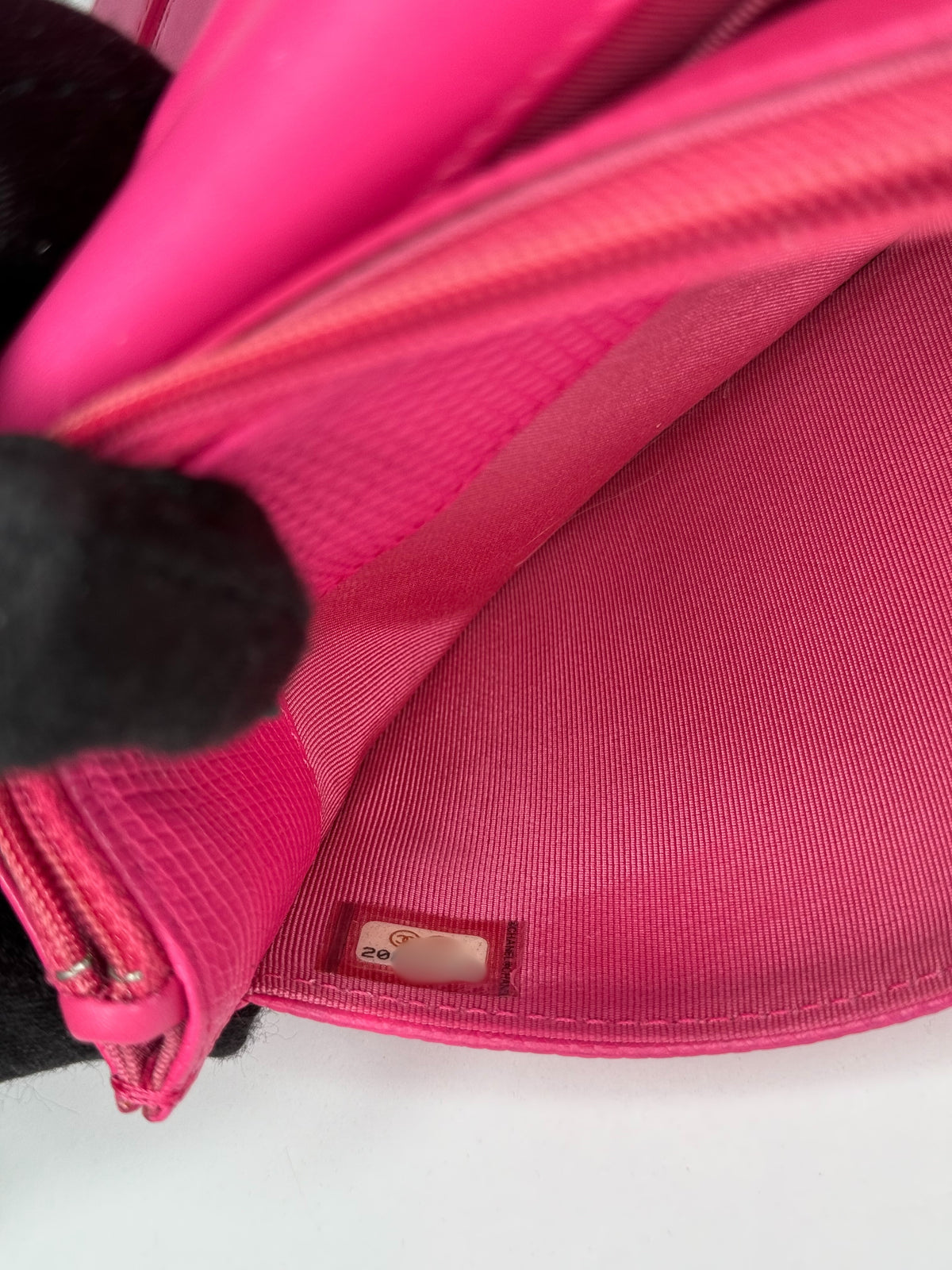Chanel Pink Lizard Embossed Classic Wallet On Chain