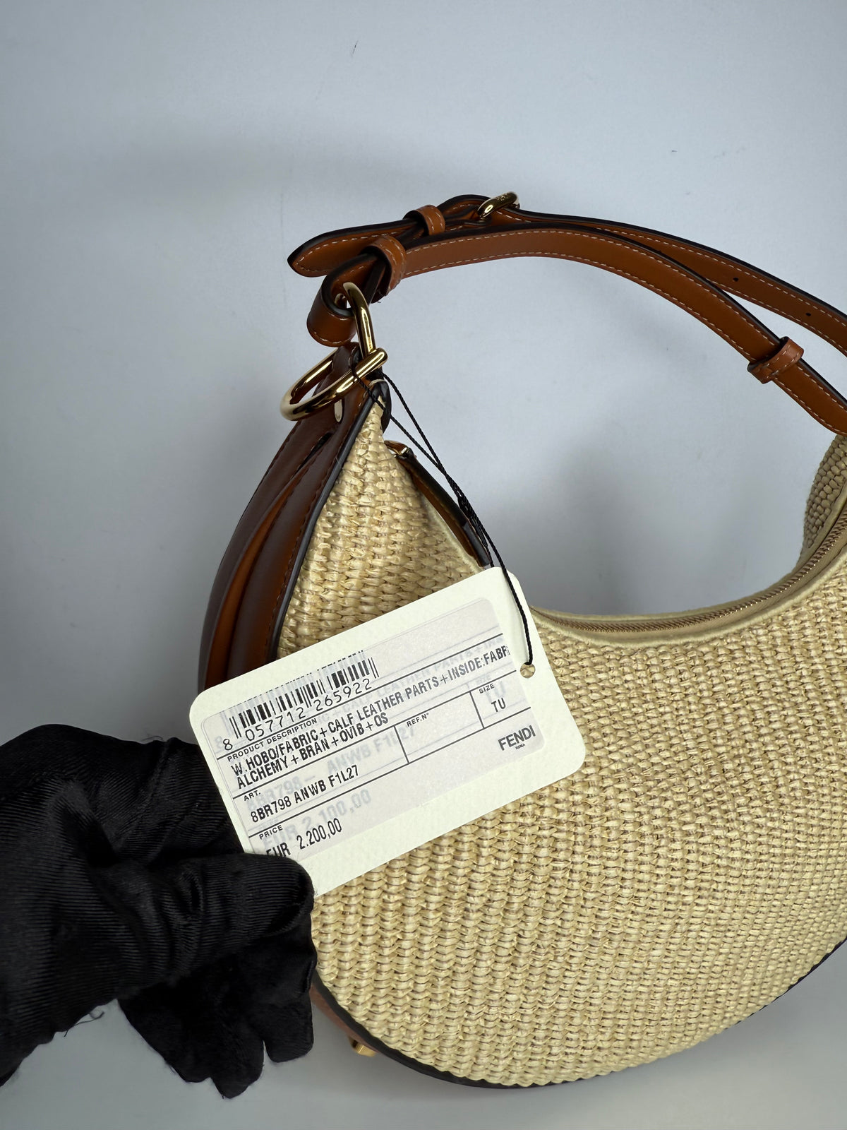Fendi Fendigraphy Small Straw Hobo Bag