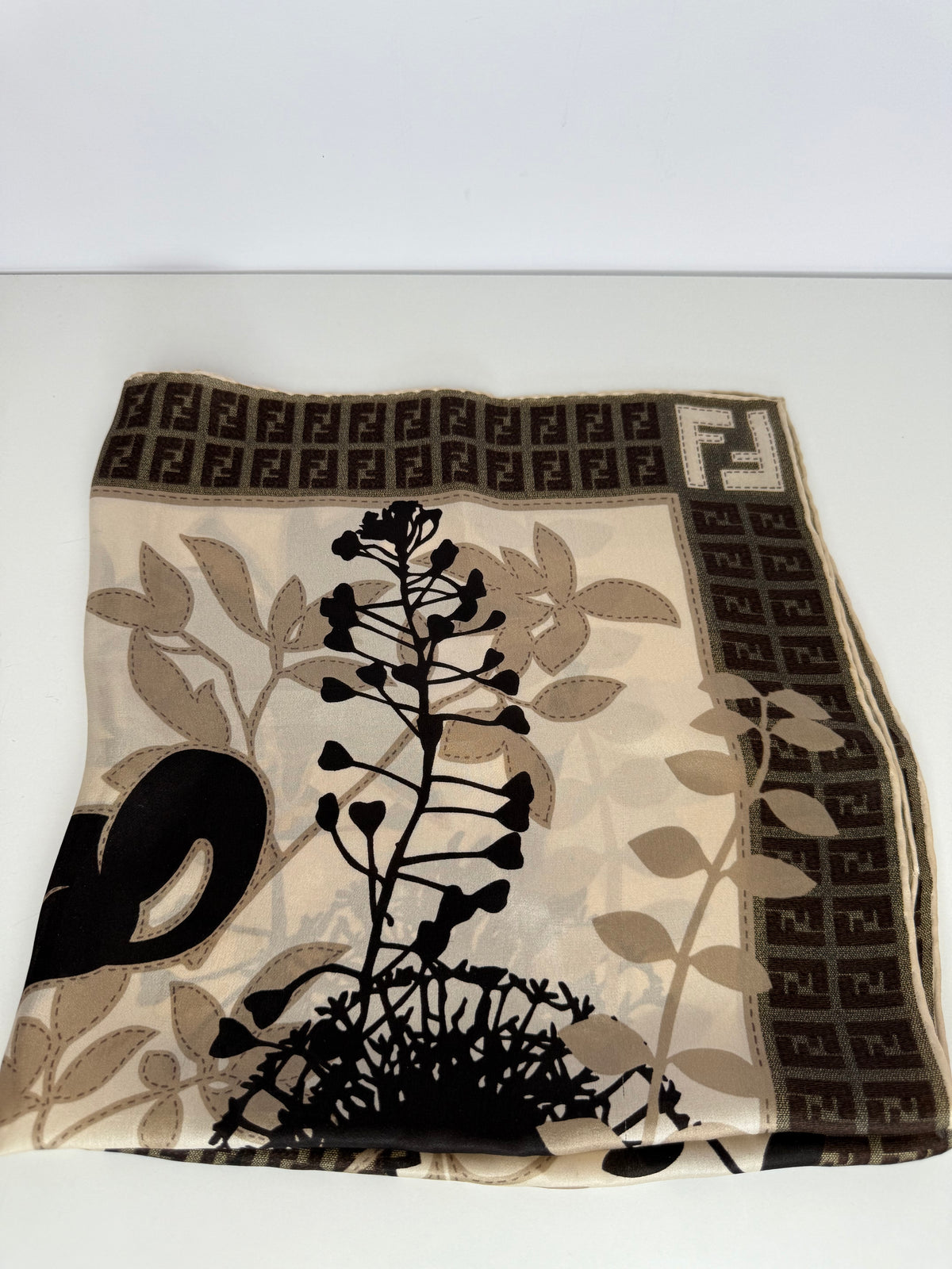 Fendi Zucca Print FF Silk Scarf