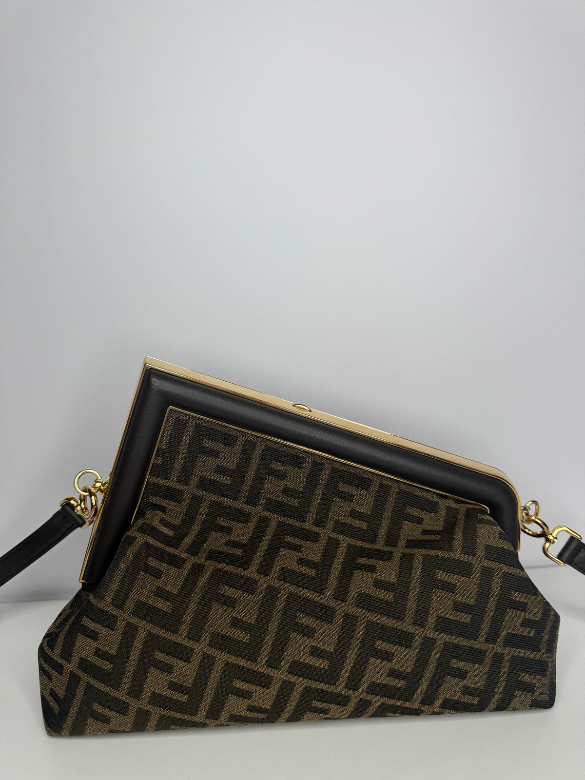 Fendi First Midi Brown FF Jacquard Bag