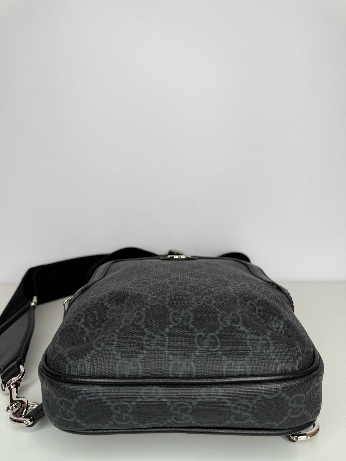 Gucci GG Supreme Canvas and Leather Trim Sling Crossbody Bag