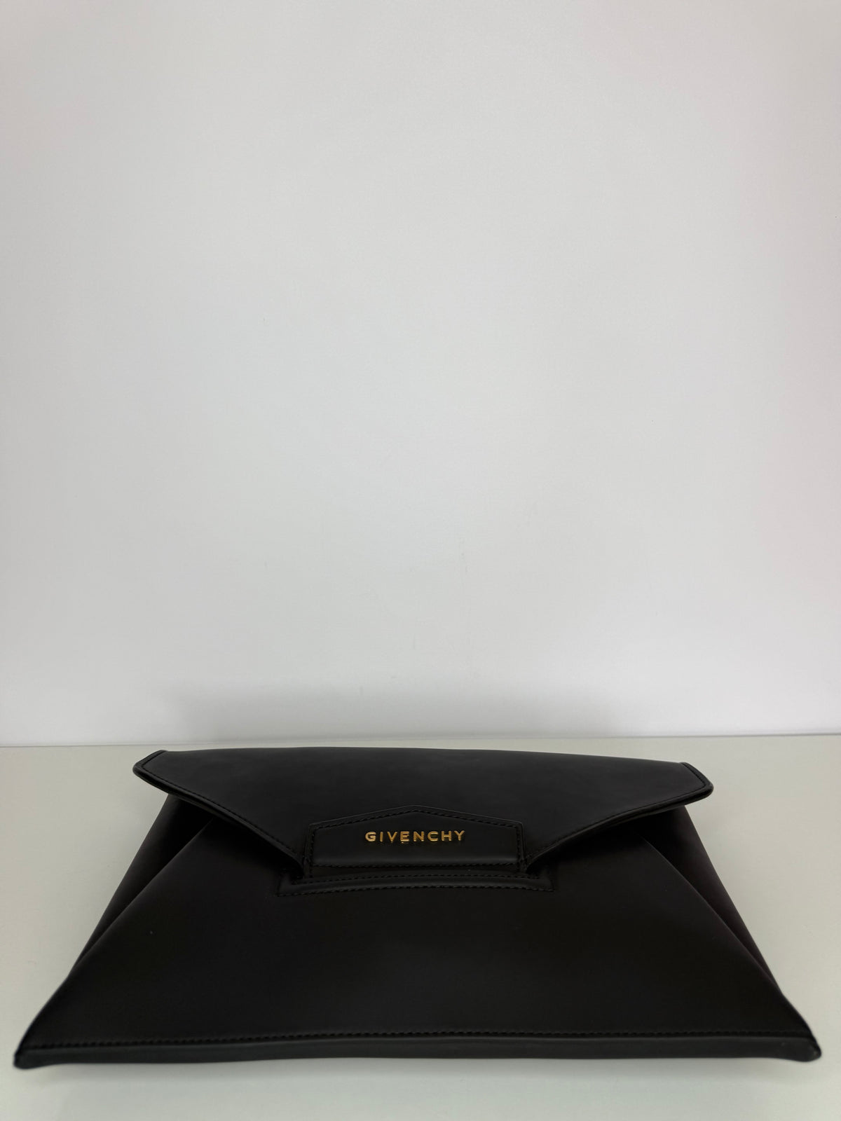 Givenchy Rubber Effect Black Calfskin Leather Antigona Envelope Clutch