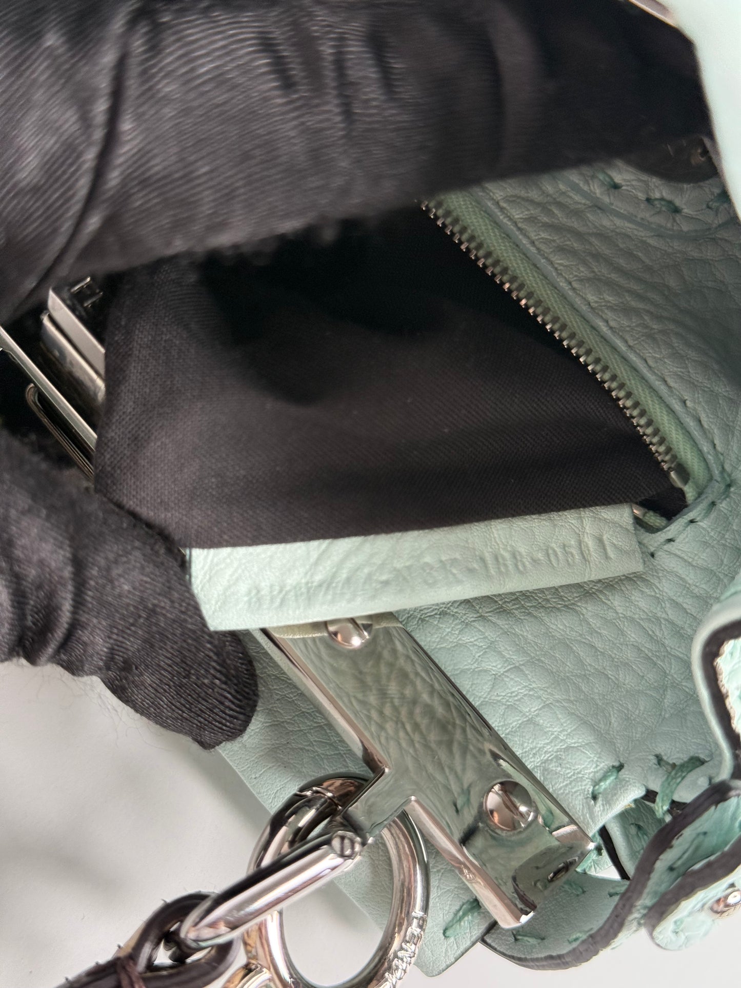 Fendi Mini Peekabbo Selleria Mint Green Python Top Handle