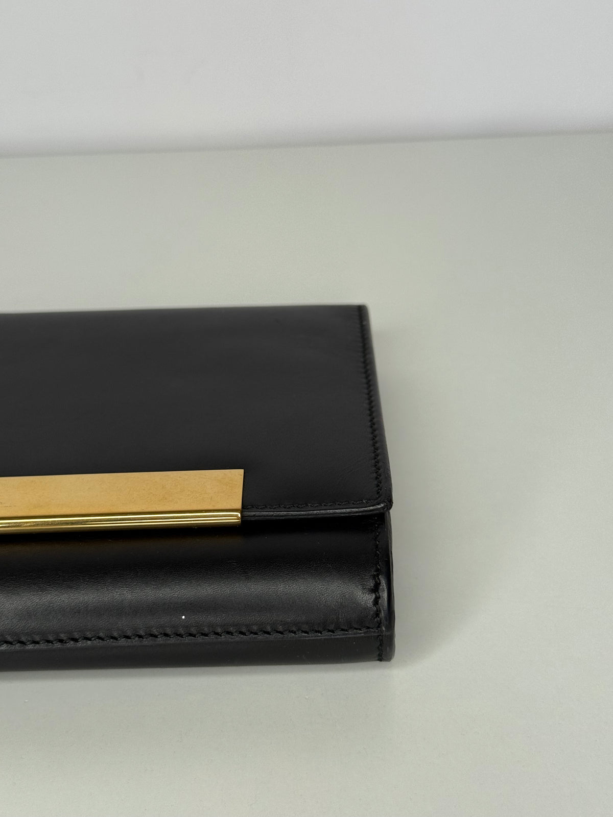 Saint Laurent Black Smooth Calfskin Leather Lutetia Flap Clutch