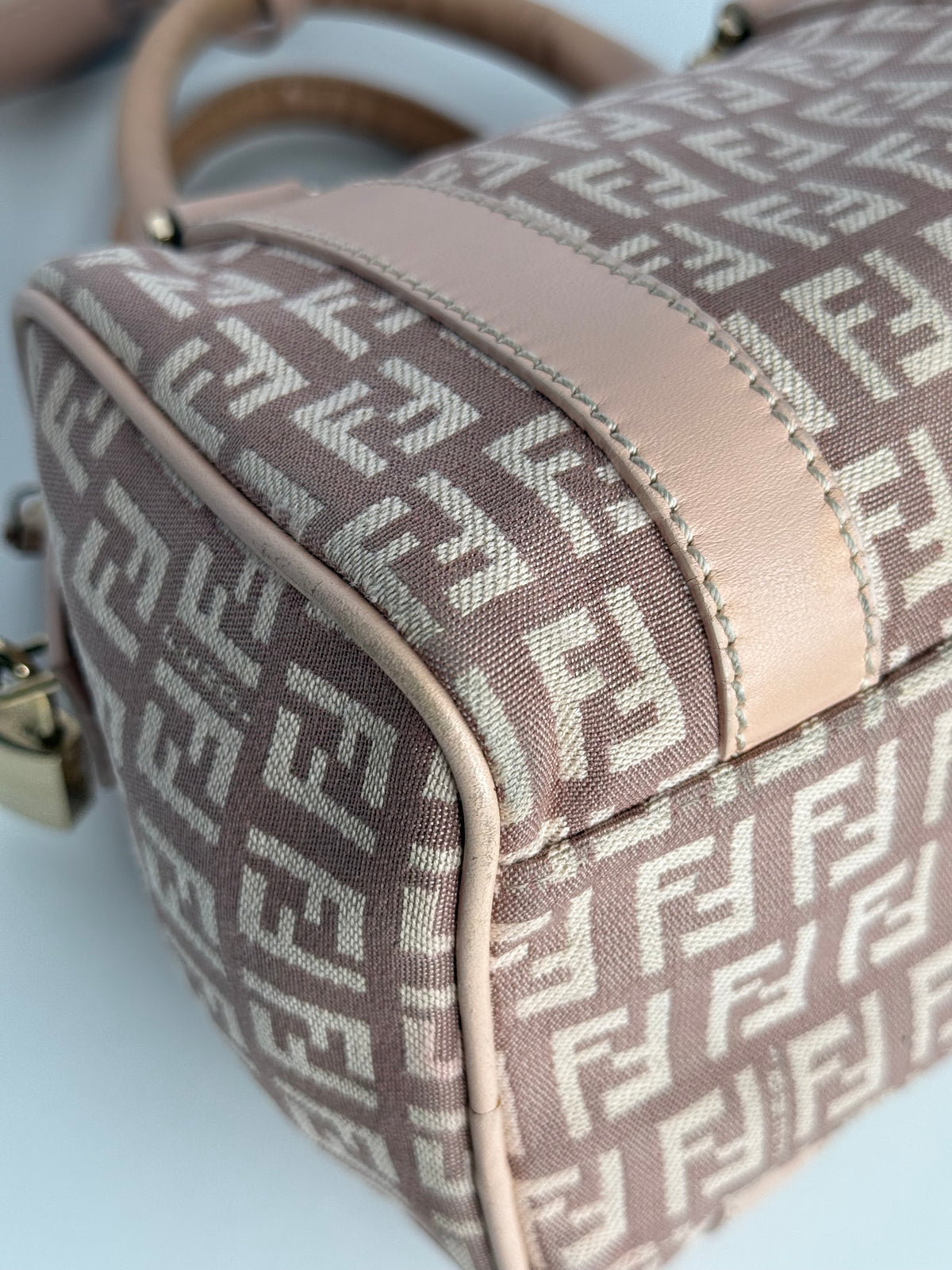 Fendi Zucchino Canvas Mini Boston Bag Pink