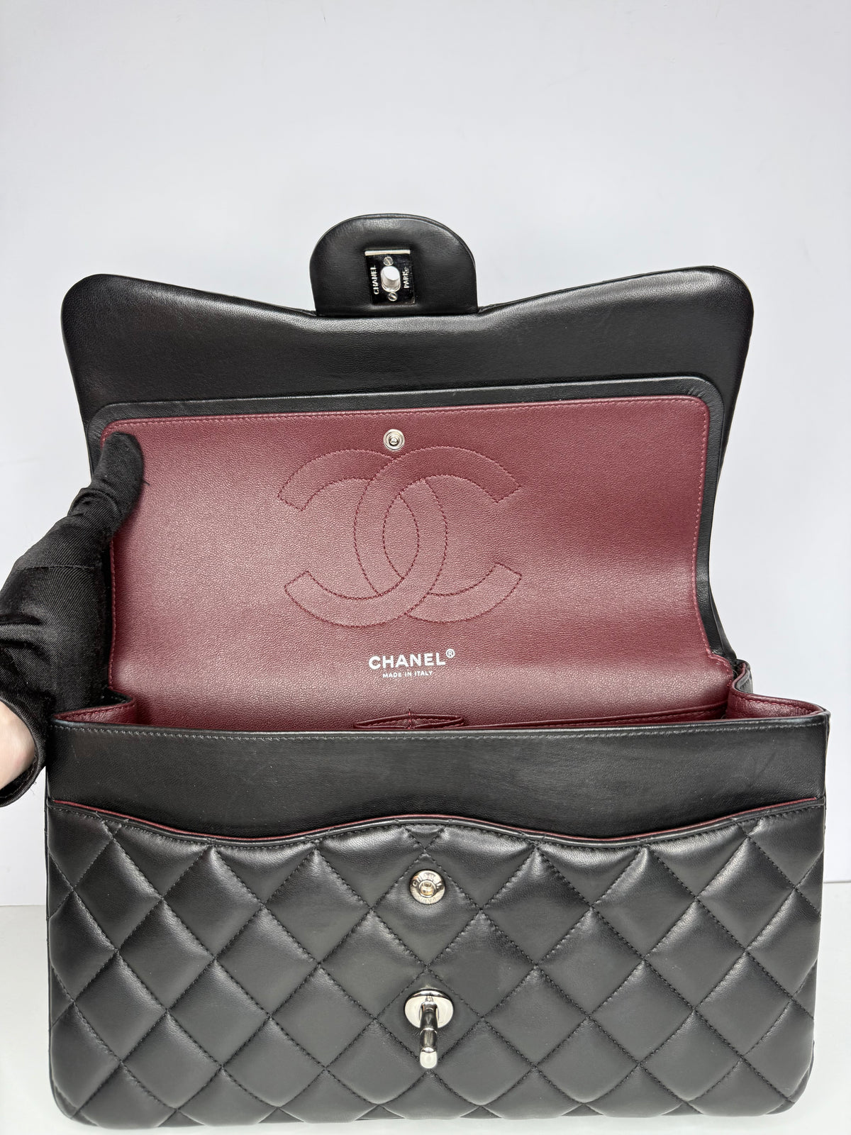 Chanel Classic Jumbo Double Flap Black Lambskin Shoulder Bag