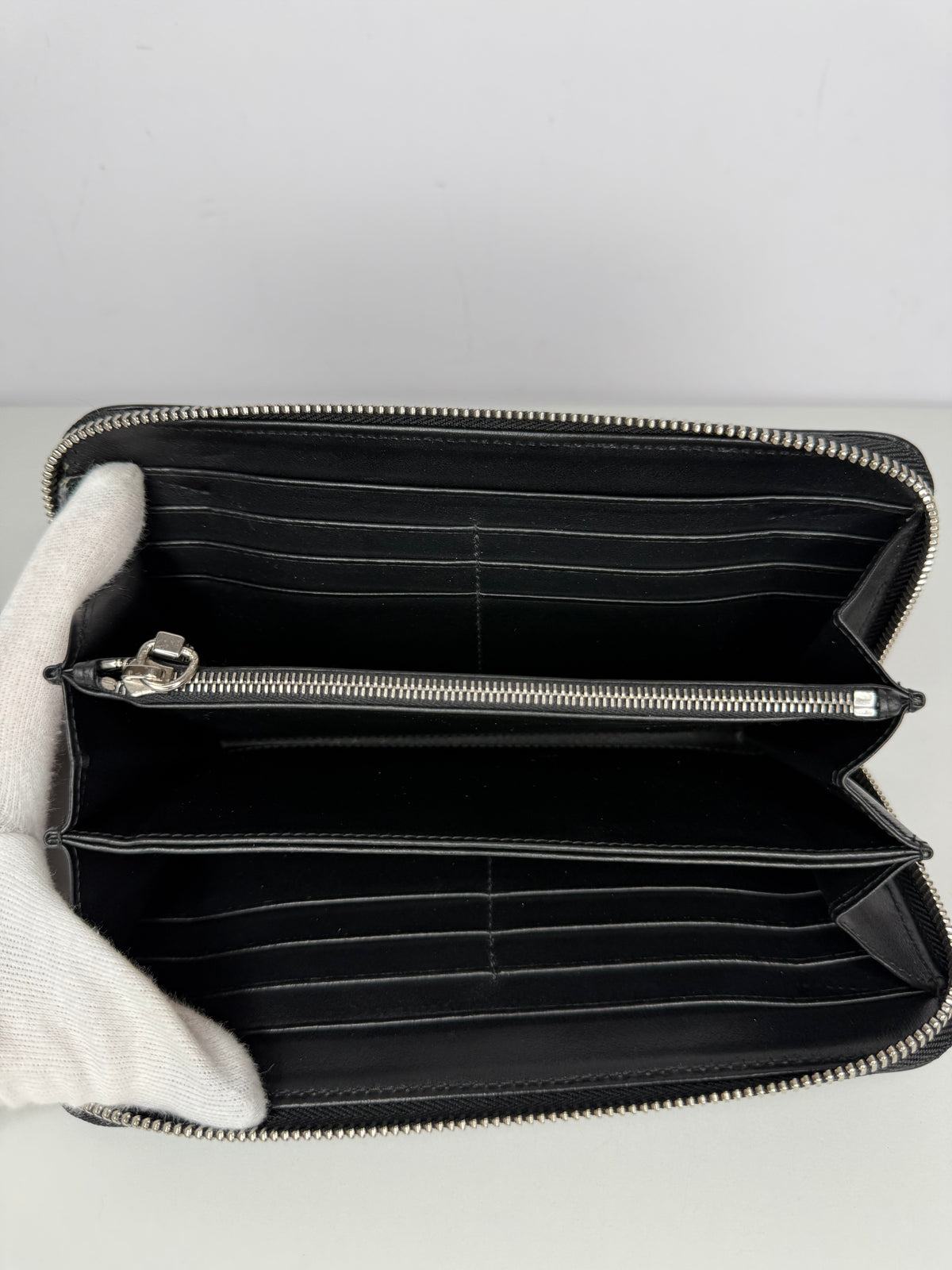Prada Black Tessuto Nylon Quilted Zip Around Wallet