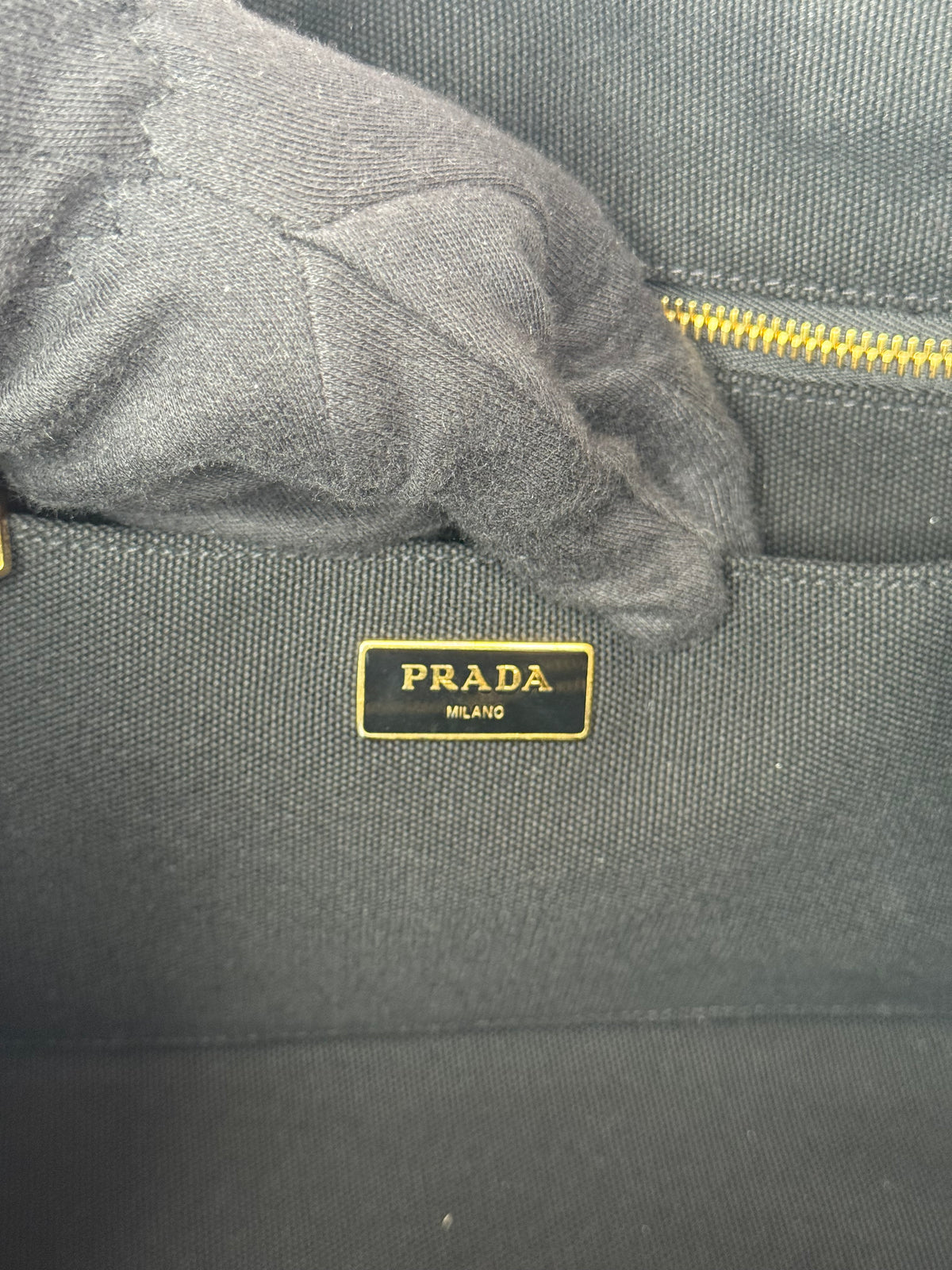Prada Black Denim Canapa Logo Satchel