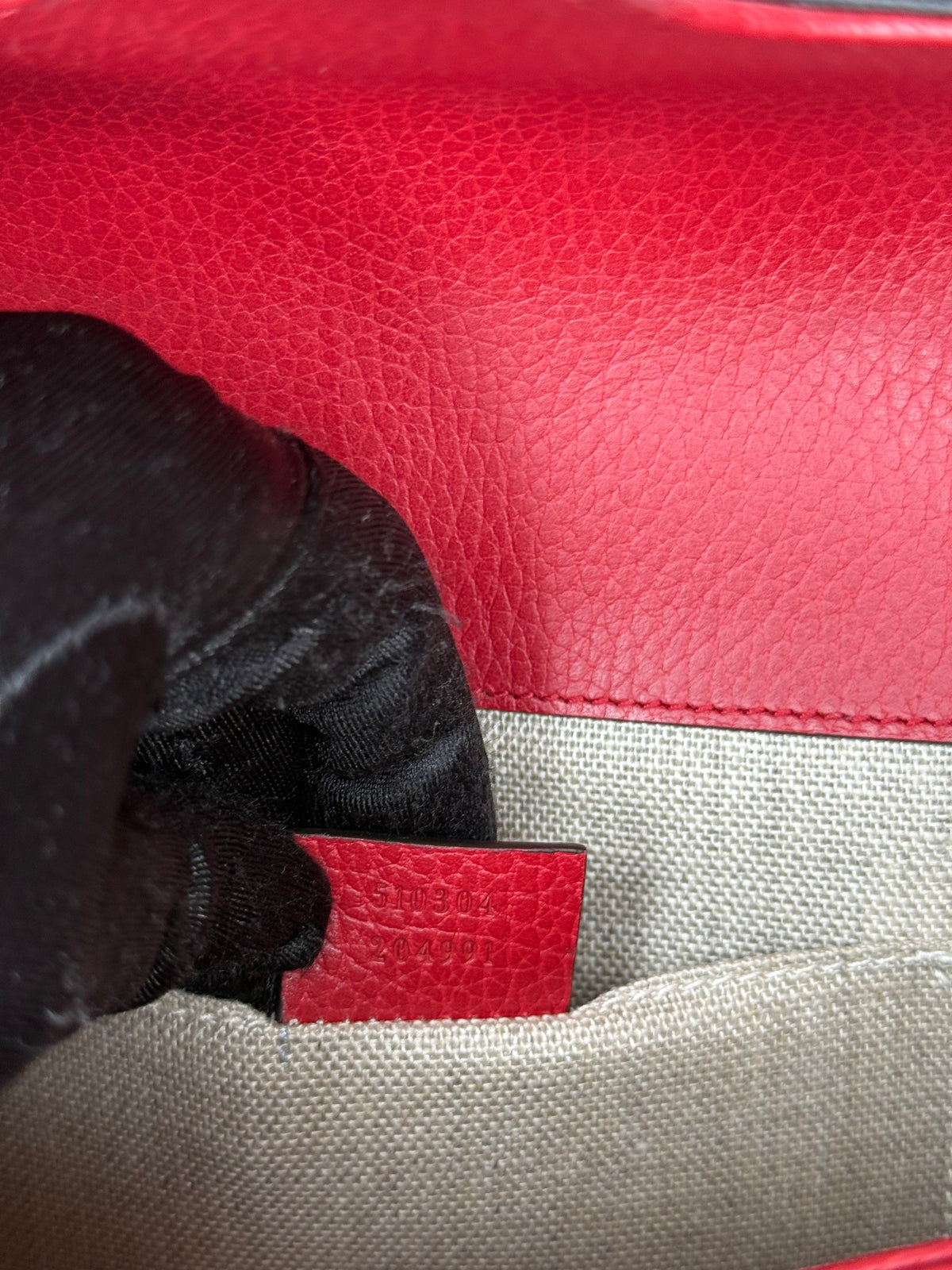 Gucci Red Dollar Calfskin Small Interlocking G Shoulder Bag