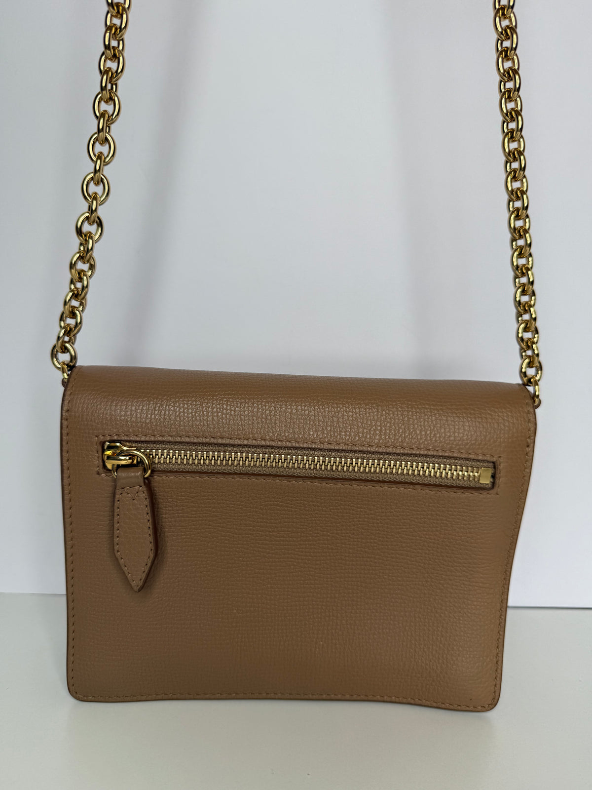 Burberry Derby Calfskin House Check Small Macken Crossbody Bag Camel