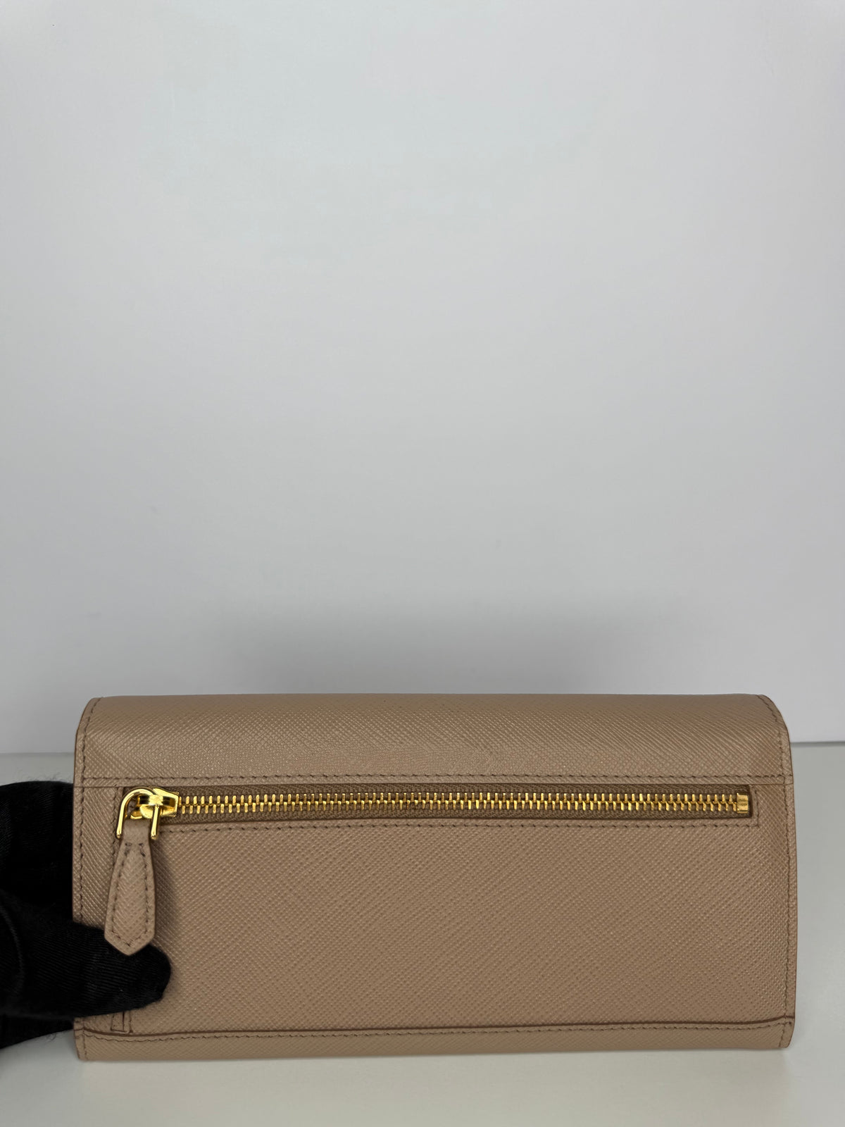 Prada Beige Saffiano Leather Flap Continental Wallet