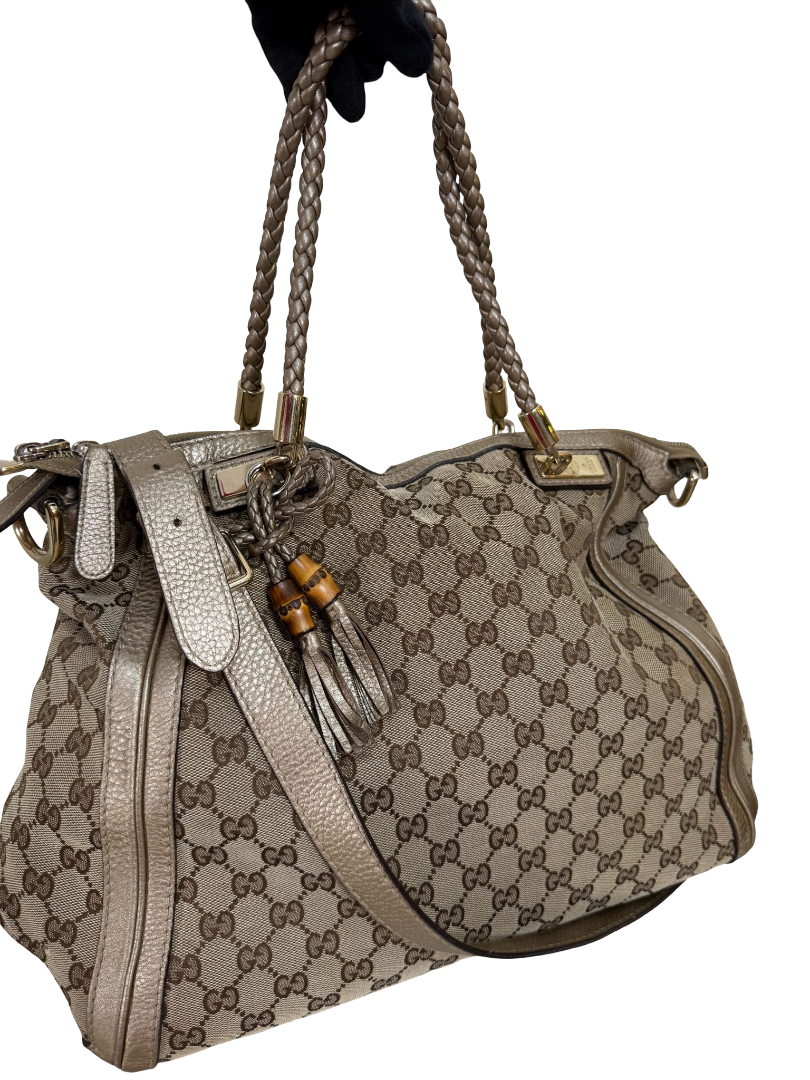Gucci Beige/Gold GG Canvas Bella Tote Bag