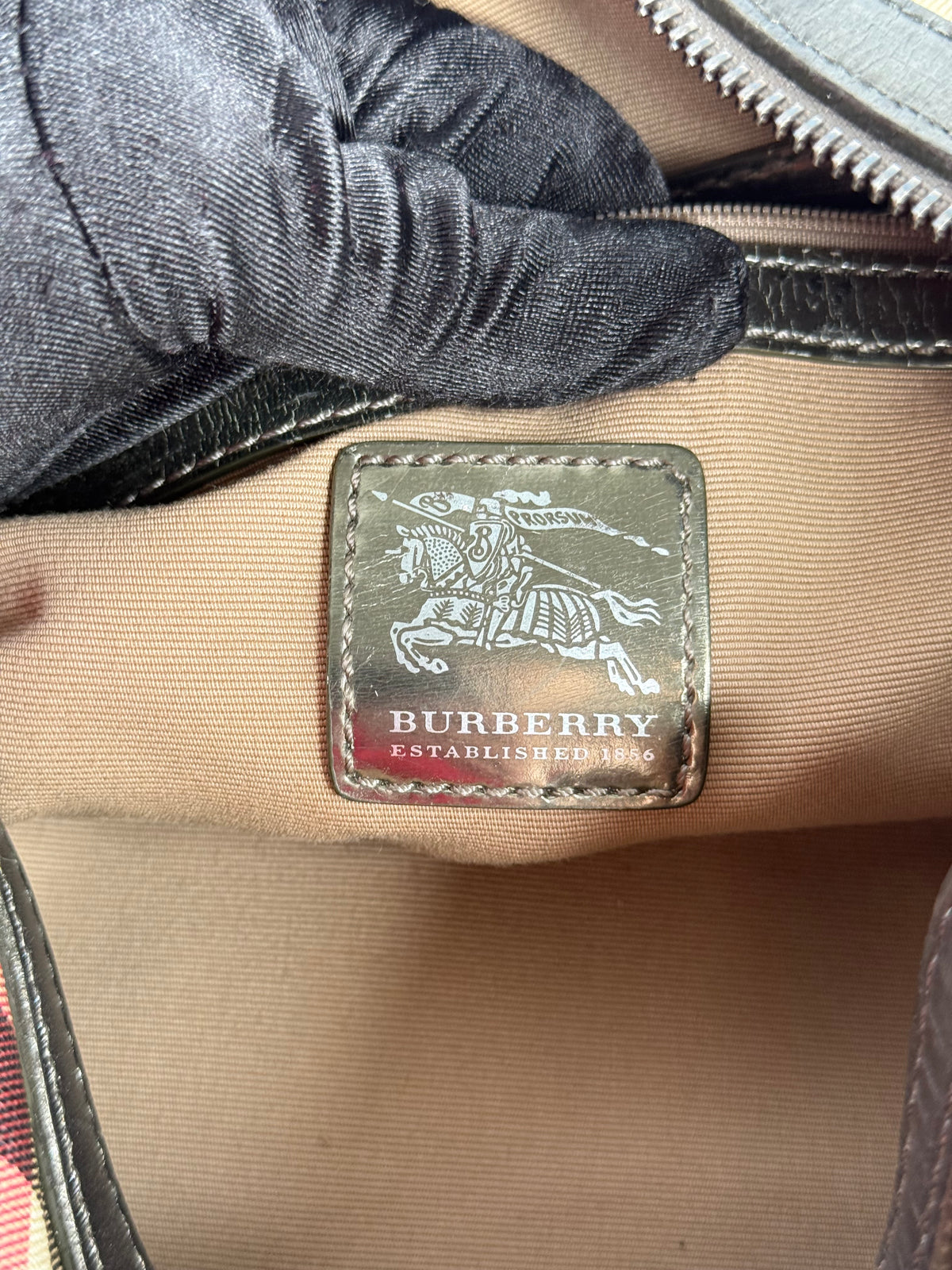 Burberry Grey/Metallic Small Nova Check Bowling Bag