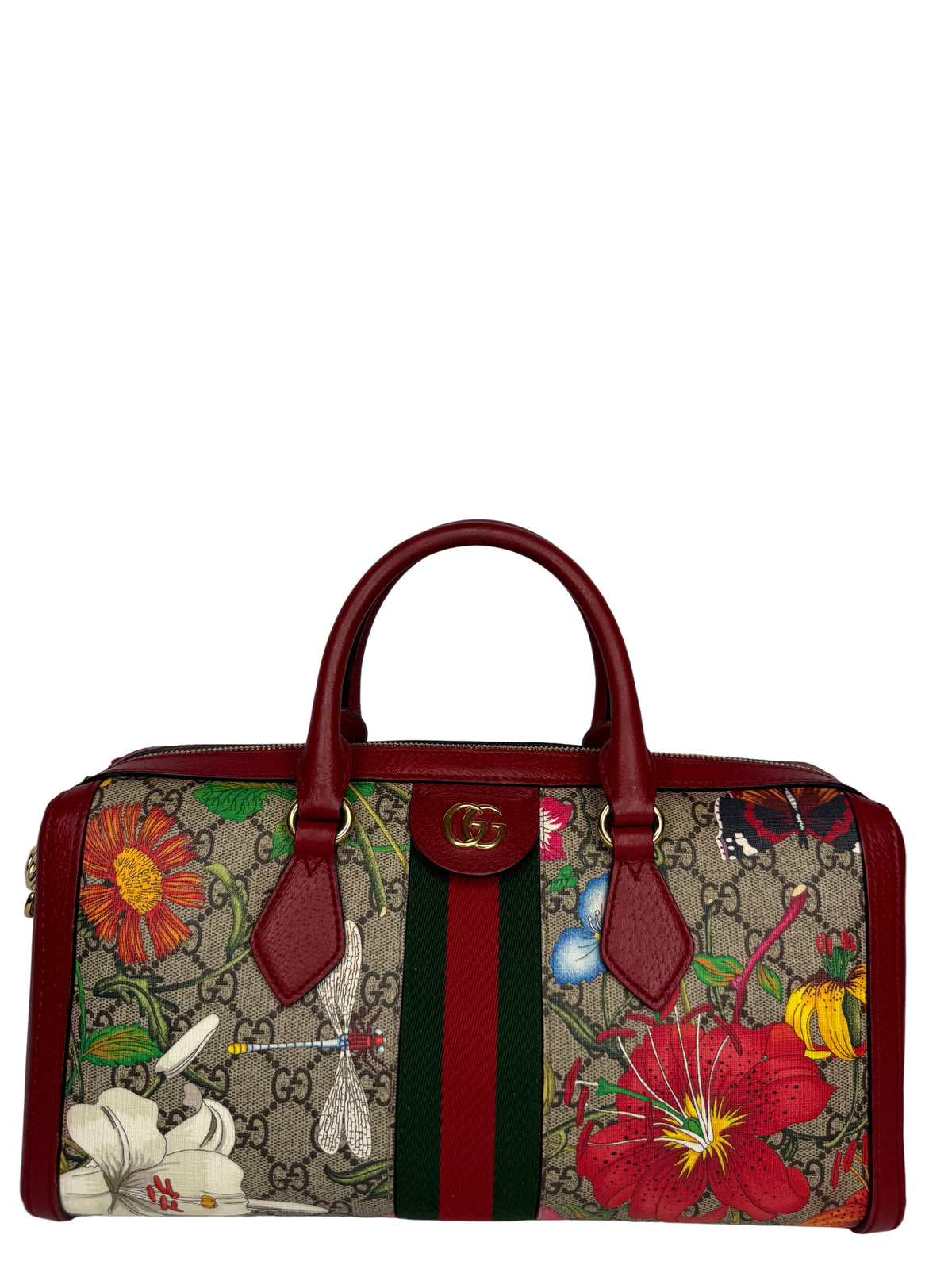 Gucci Ophidia Flora GG Coated Canvas Boston Bag