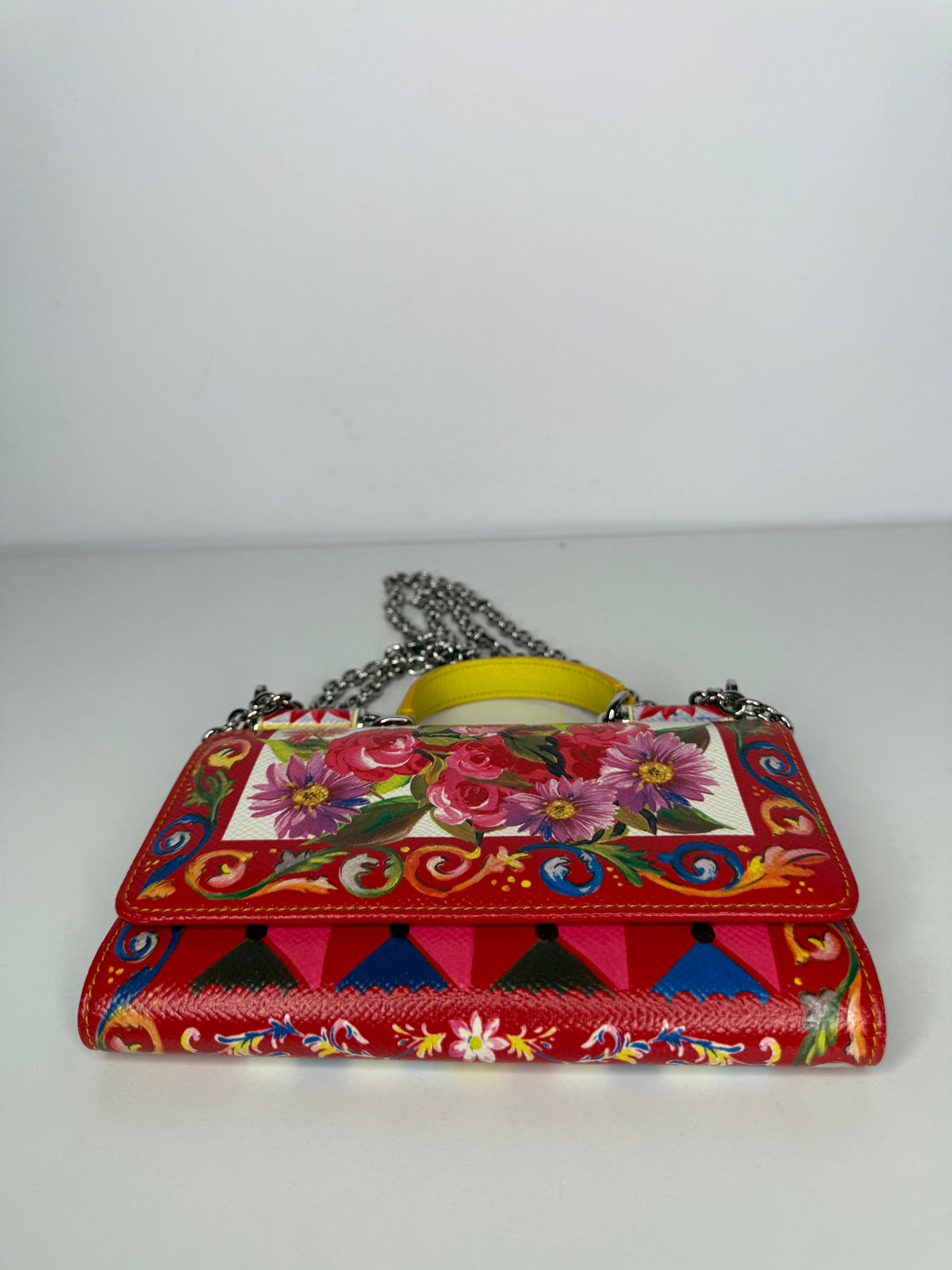 Dolce Gabbana Multicolor Printed Leather Miss Sicily Von Wallet on Chain