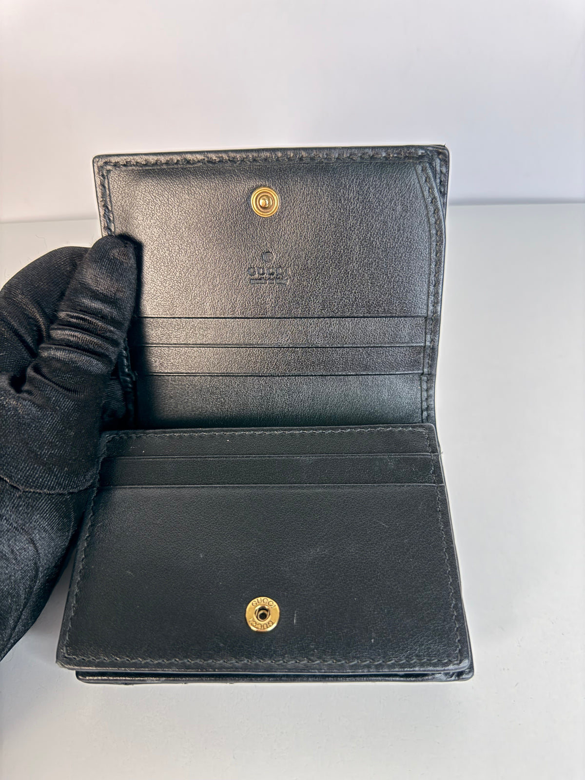 Gucci GG Marmont Black Calfskin Matelasse Card Case Wallet