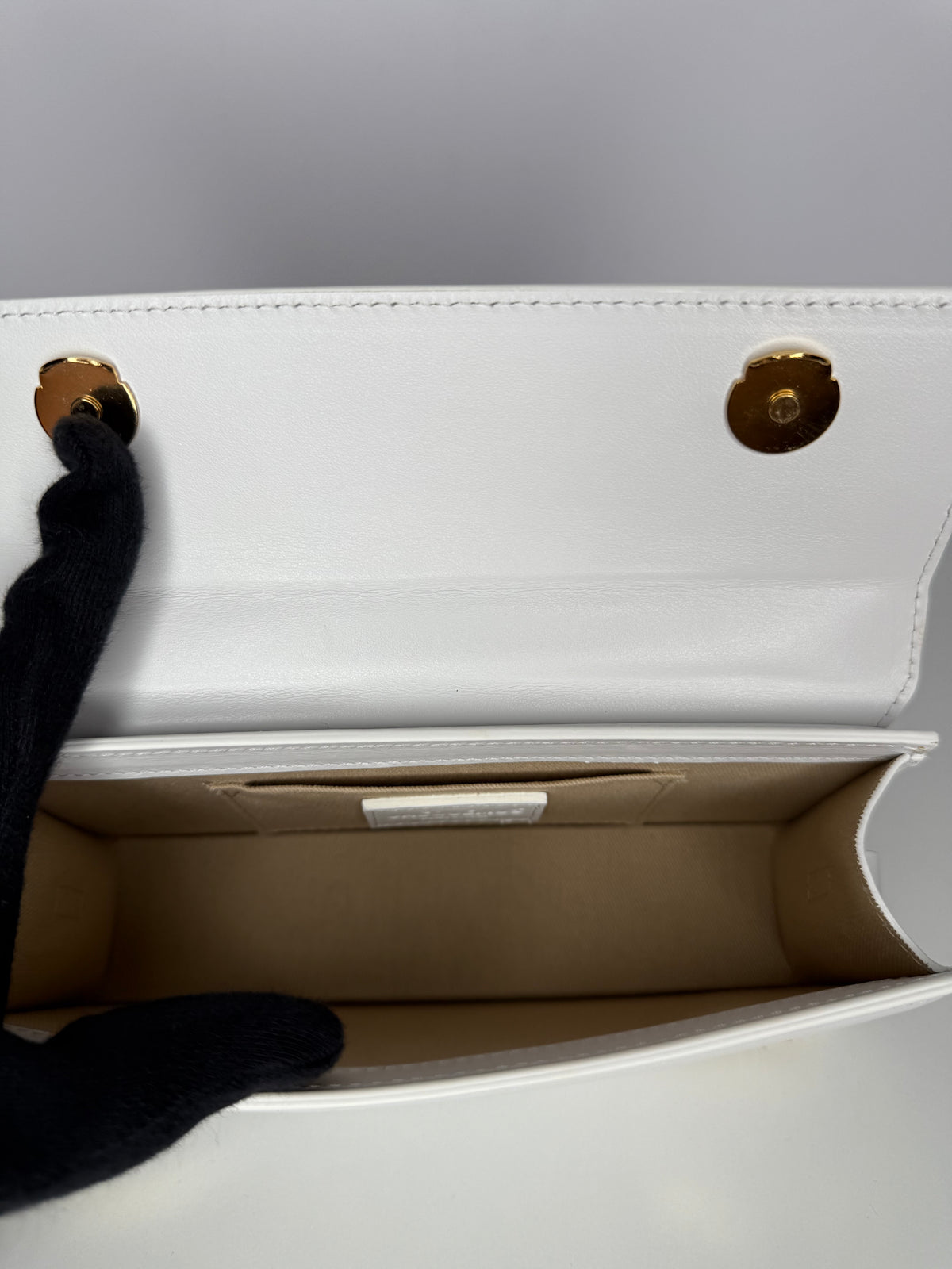 Jacquemus Le Chiquito Long White Smooth Leather Top Handle Bag