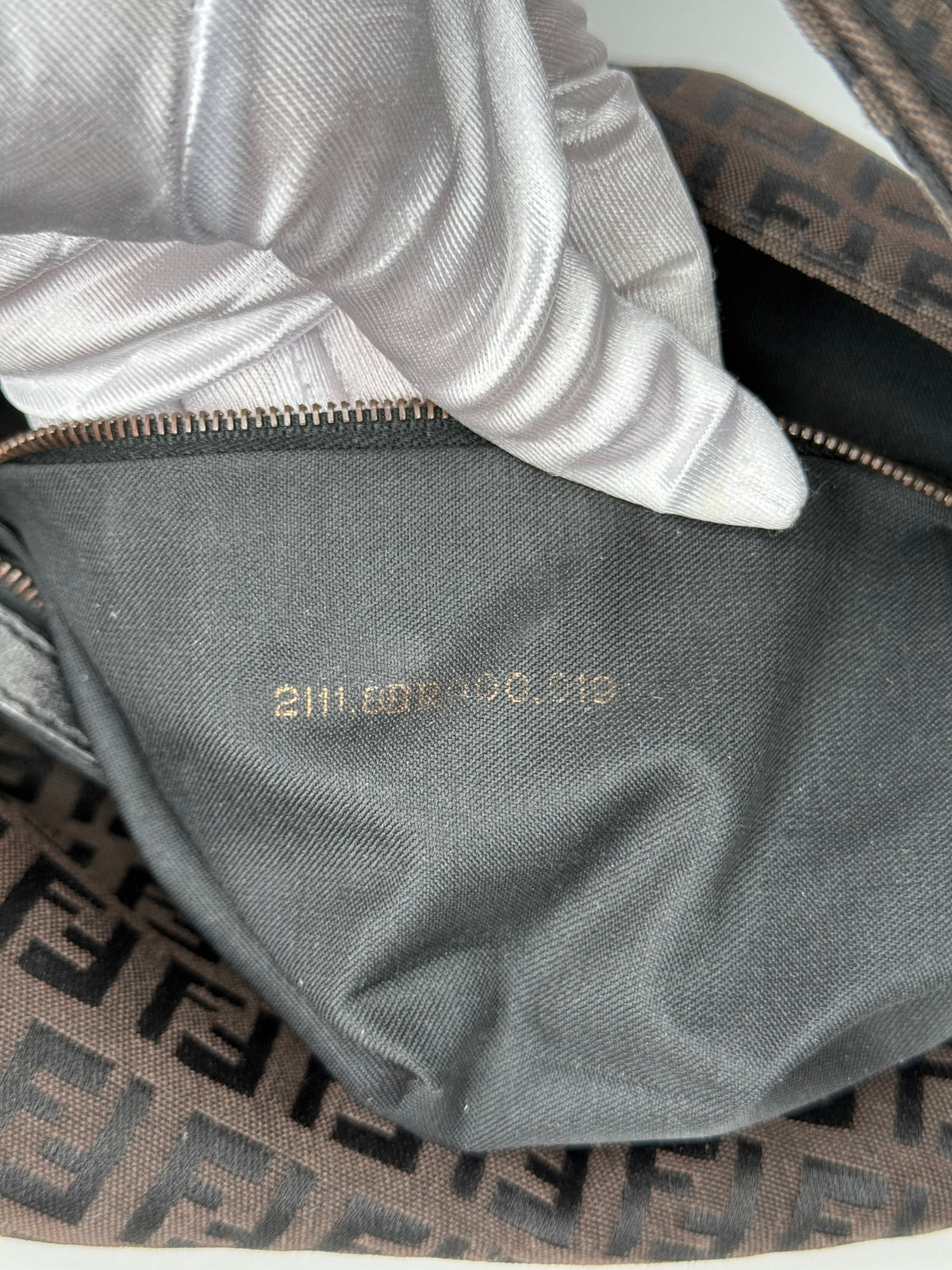 Fendi Zucchino Canvas Baguette Shoulder Bag