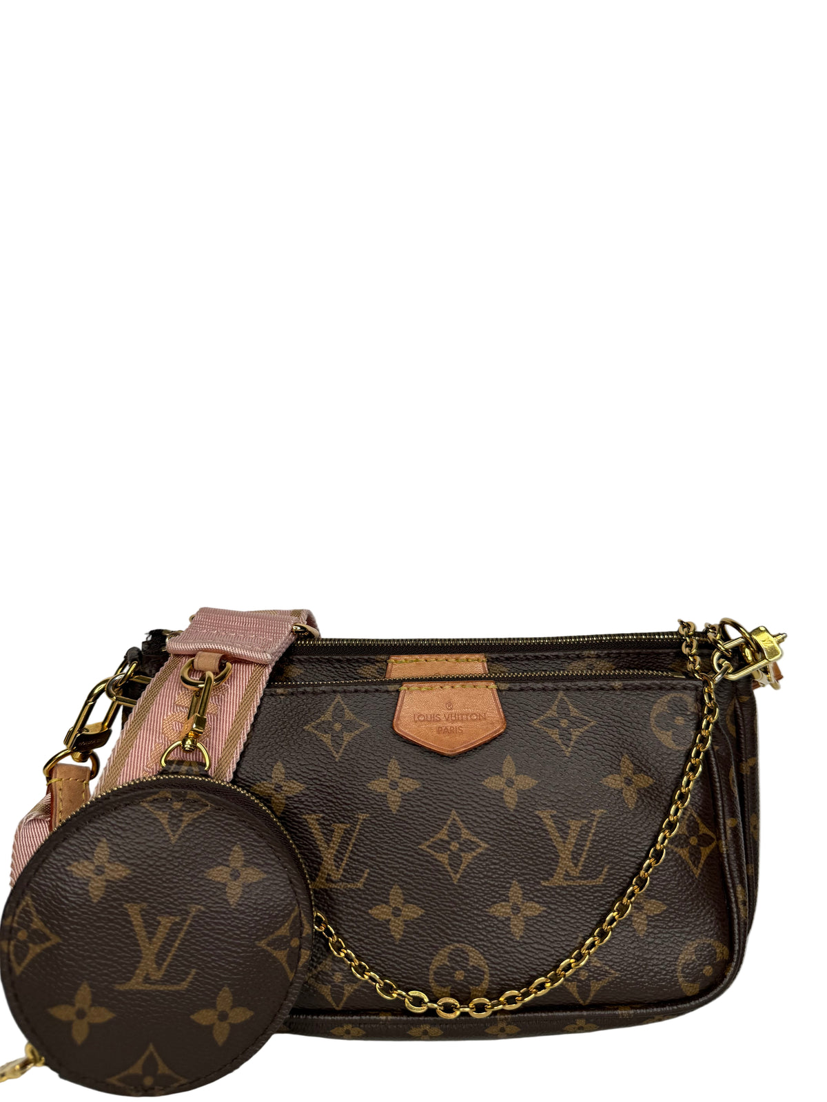 Louis Vuitton Multi Pochette Accessoires Rose Clair Strap Monogram Canvas