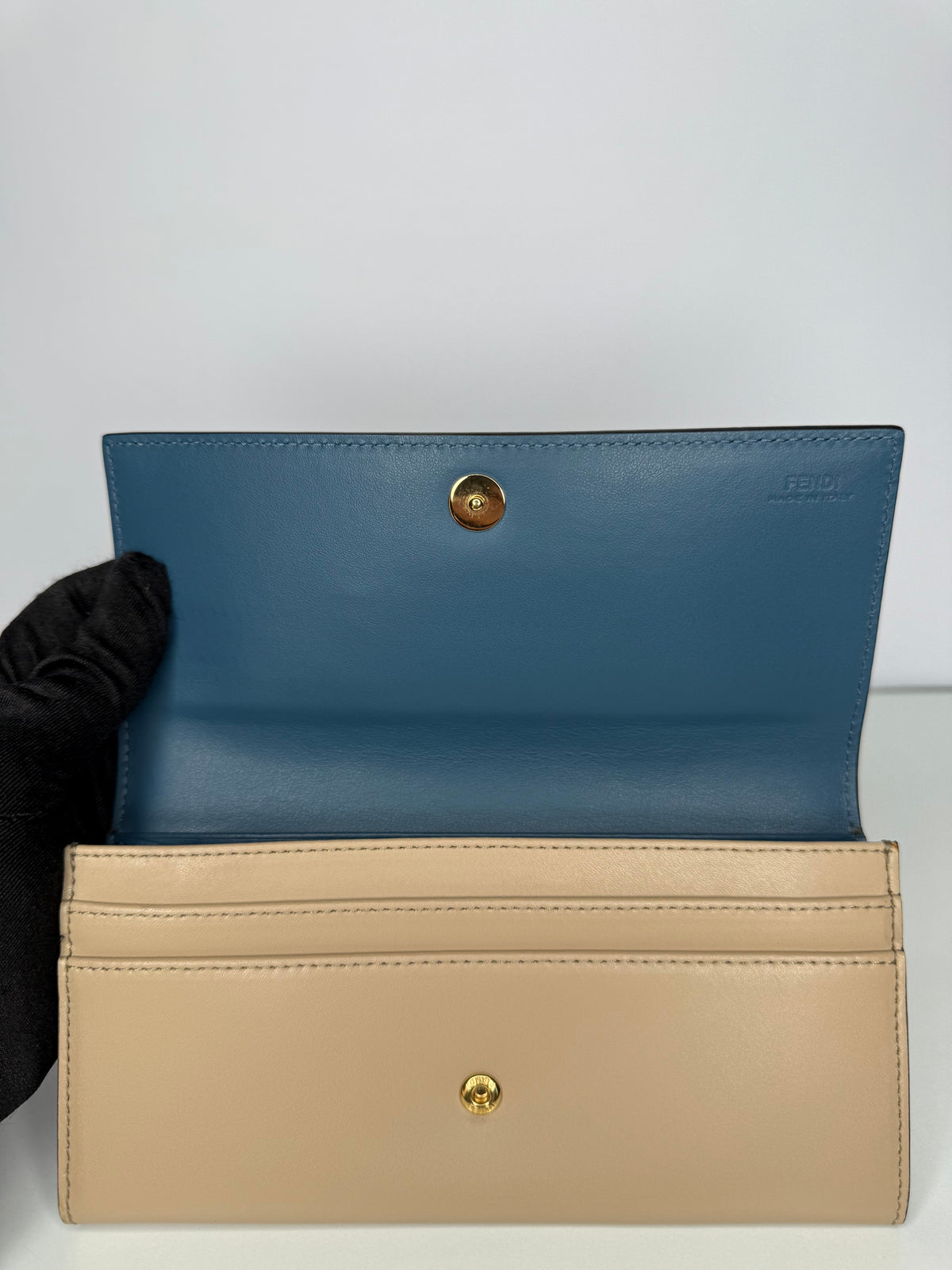 Fendi Beige Leather By The Way Flap Wallet