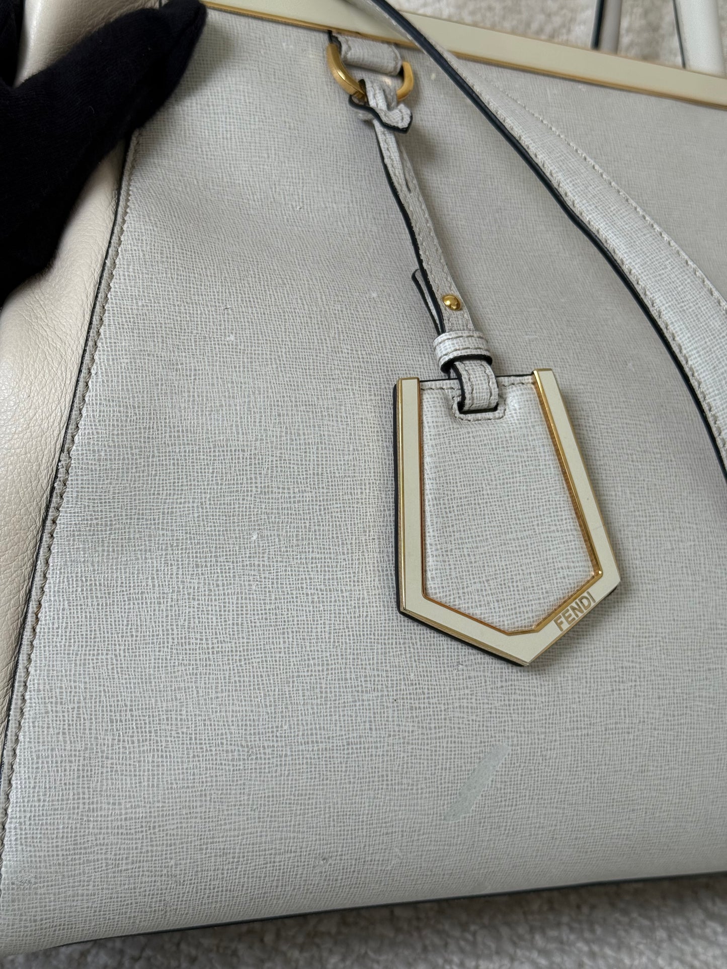 Fendi Grey/Beige Leather Medium 2Jours Tote Bag