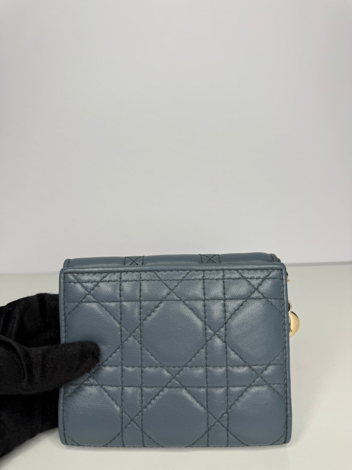 Christian Dior Lady Dior Lotus Wallet Deep Blue Cannage Lambskin