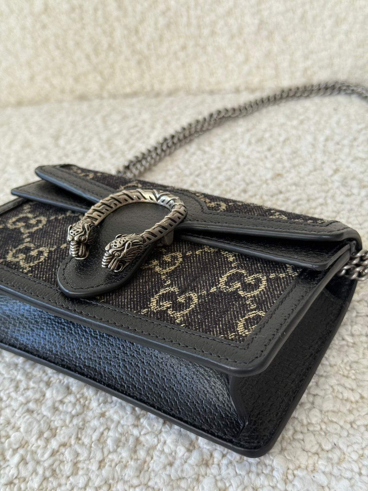 Gucci GG Black Denim Super Mini Dionysus Crossbody Bag