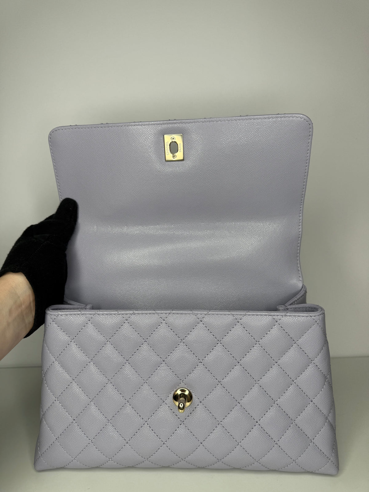 Chanel Caviar Quilted Small Coco Handle Flap Light Purple