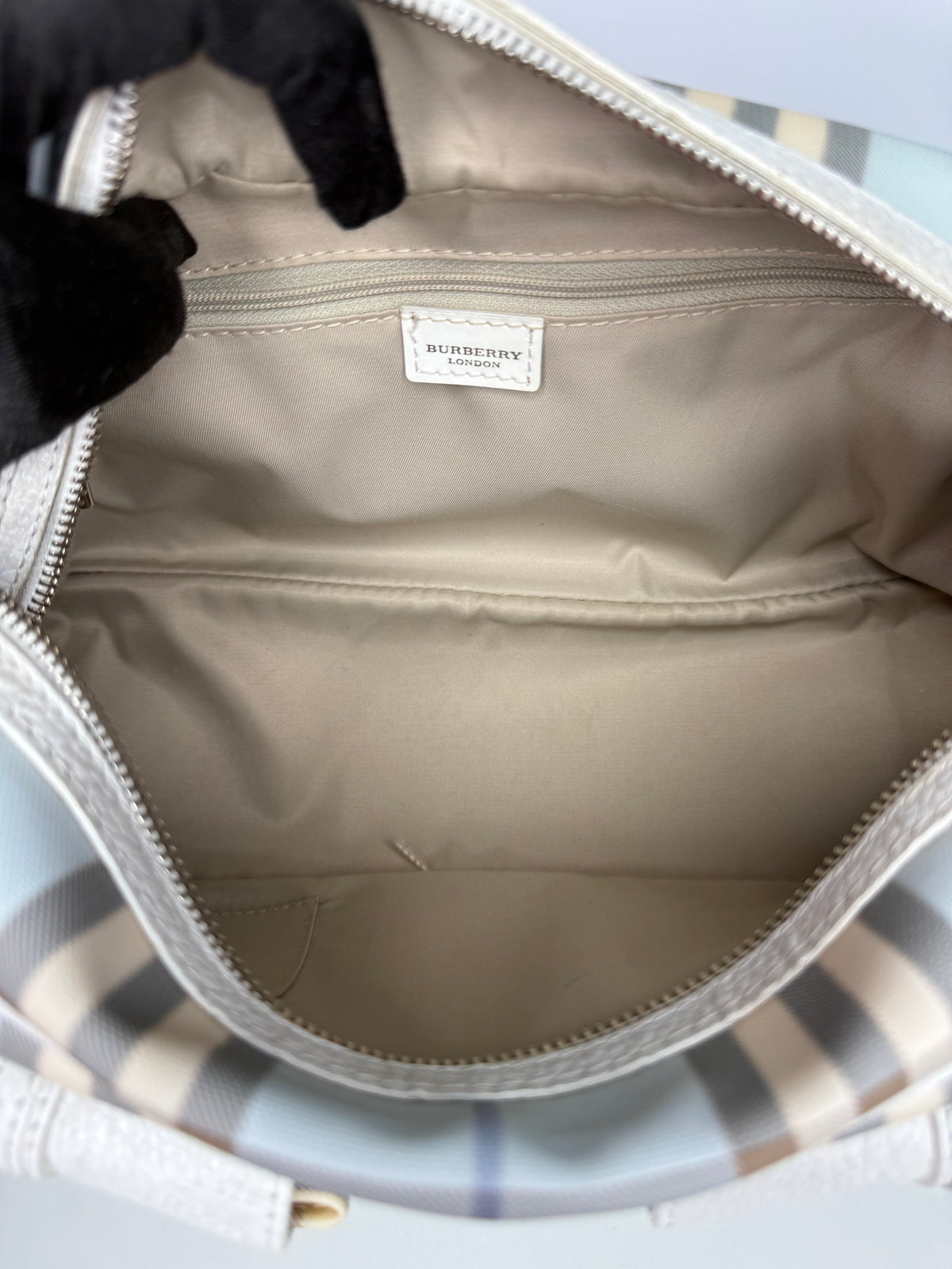 Burberry White/Blue Haymarket Check Shoulder Bag