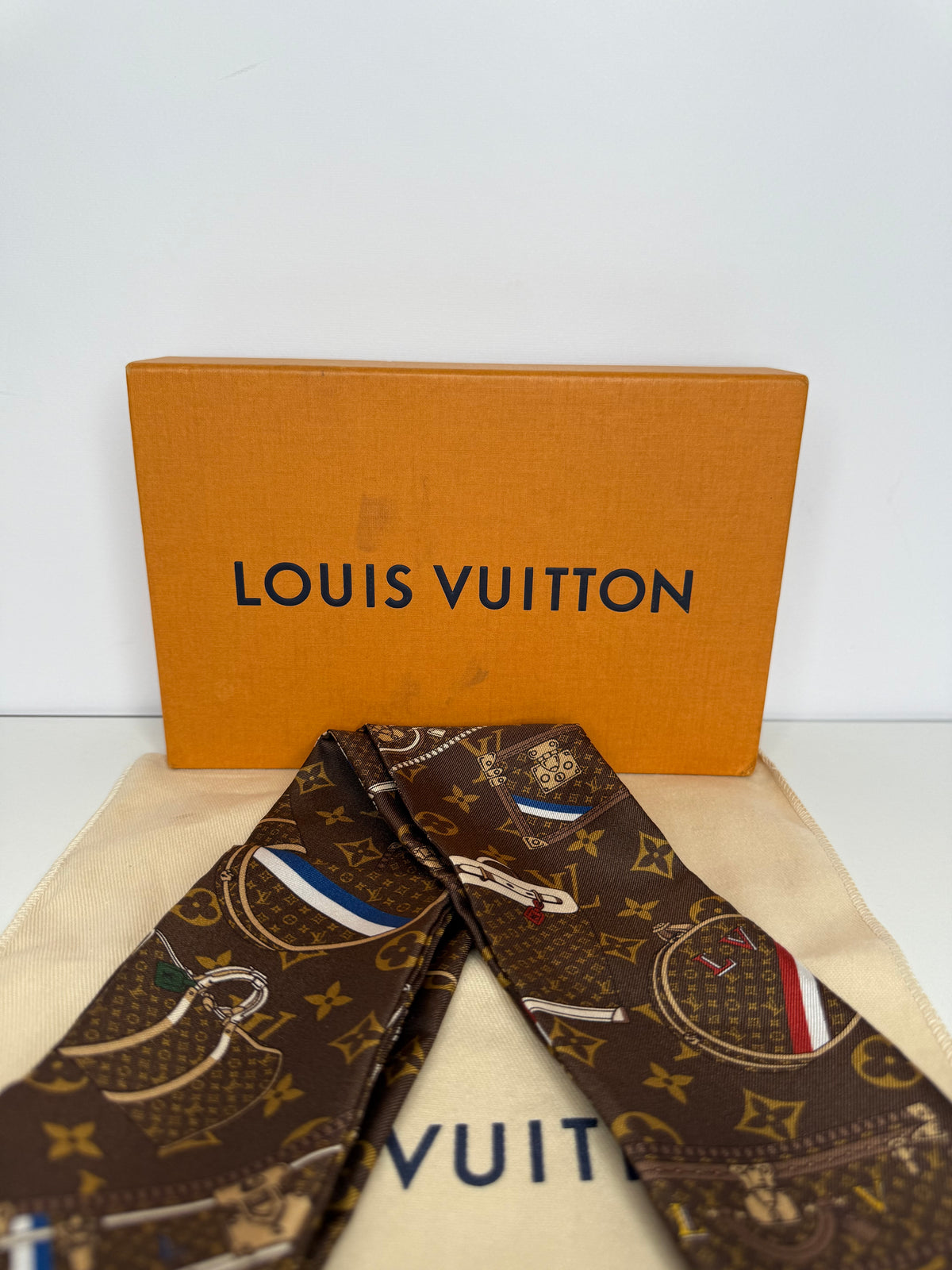 Louis Vuitton Monogram Trunks Silk Bandeau Brown