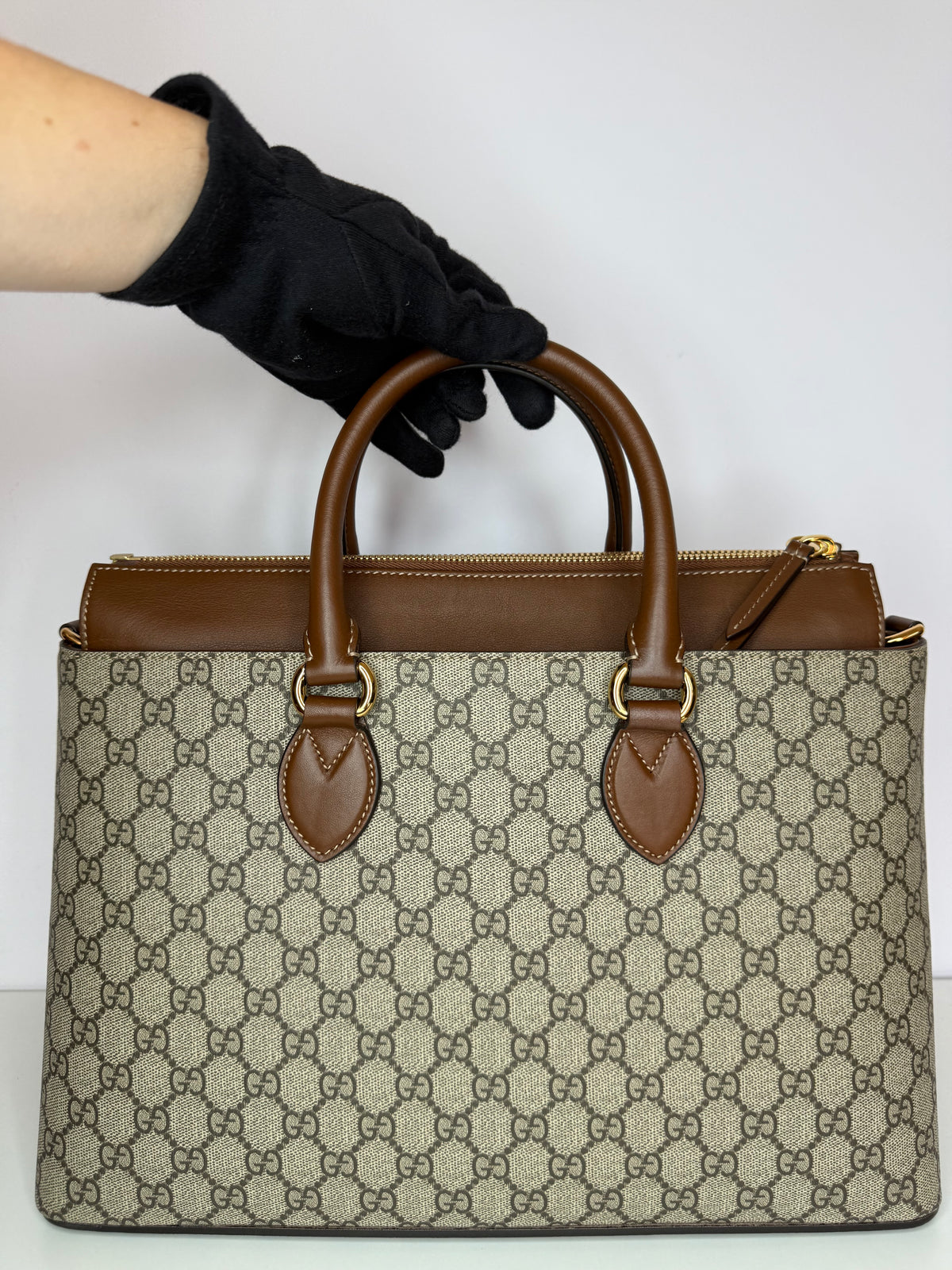 Gucci GG Coated Canvas and Leather Tote Bag