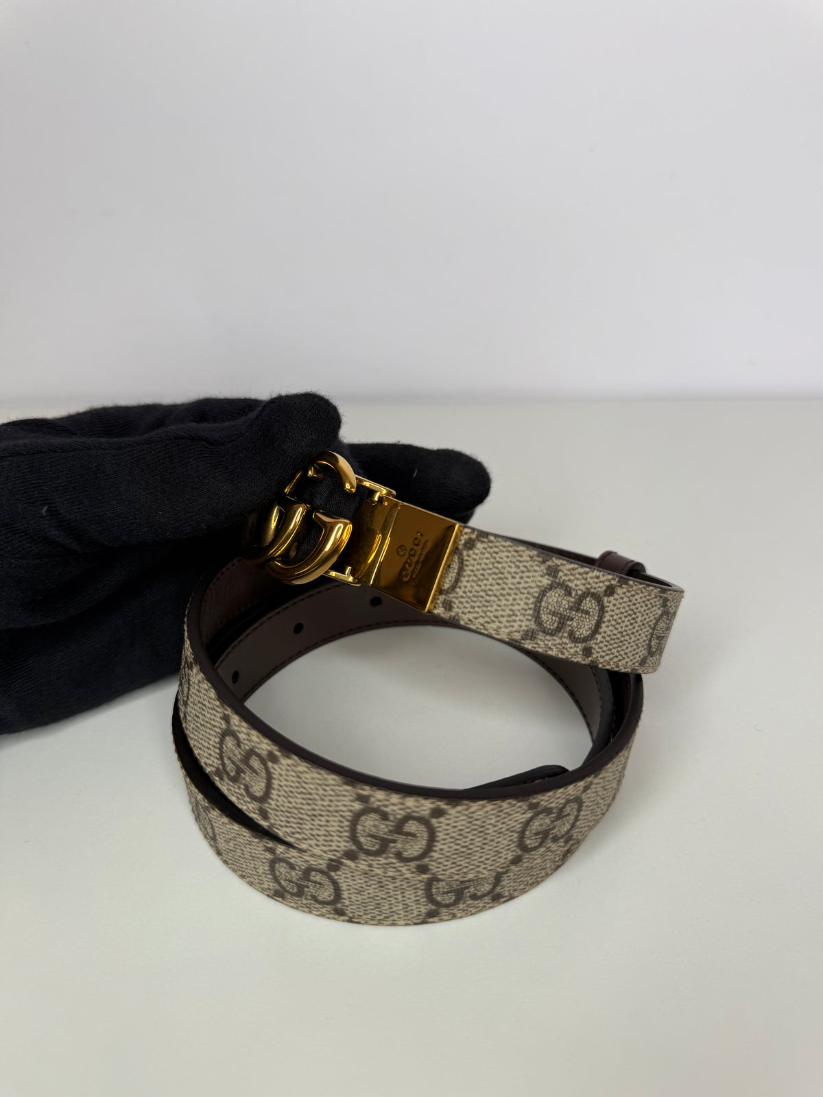 Gucci GG Supreme Canvas Reversible Thin Belt