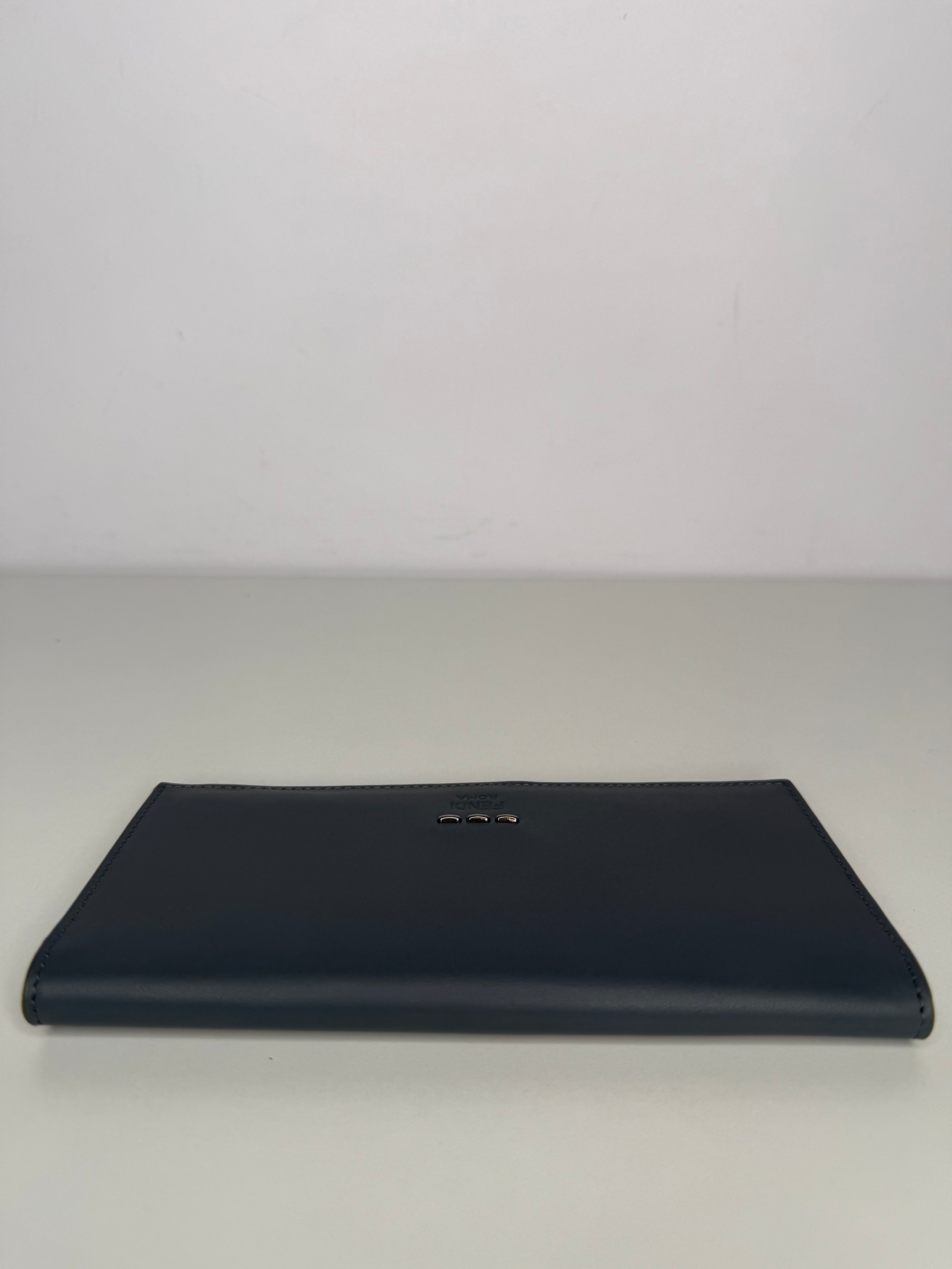 Fendi Grey Leather Continental Bifold Bill Wallet