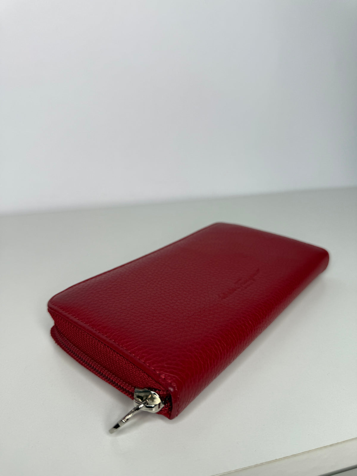 Salvatore Ferragamo Red Leather Zip Around Wallet